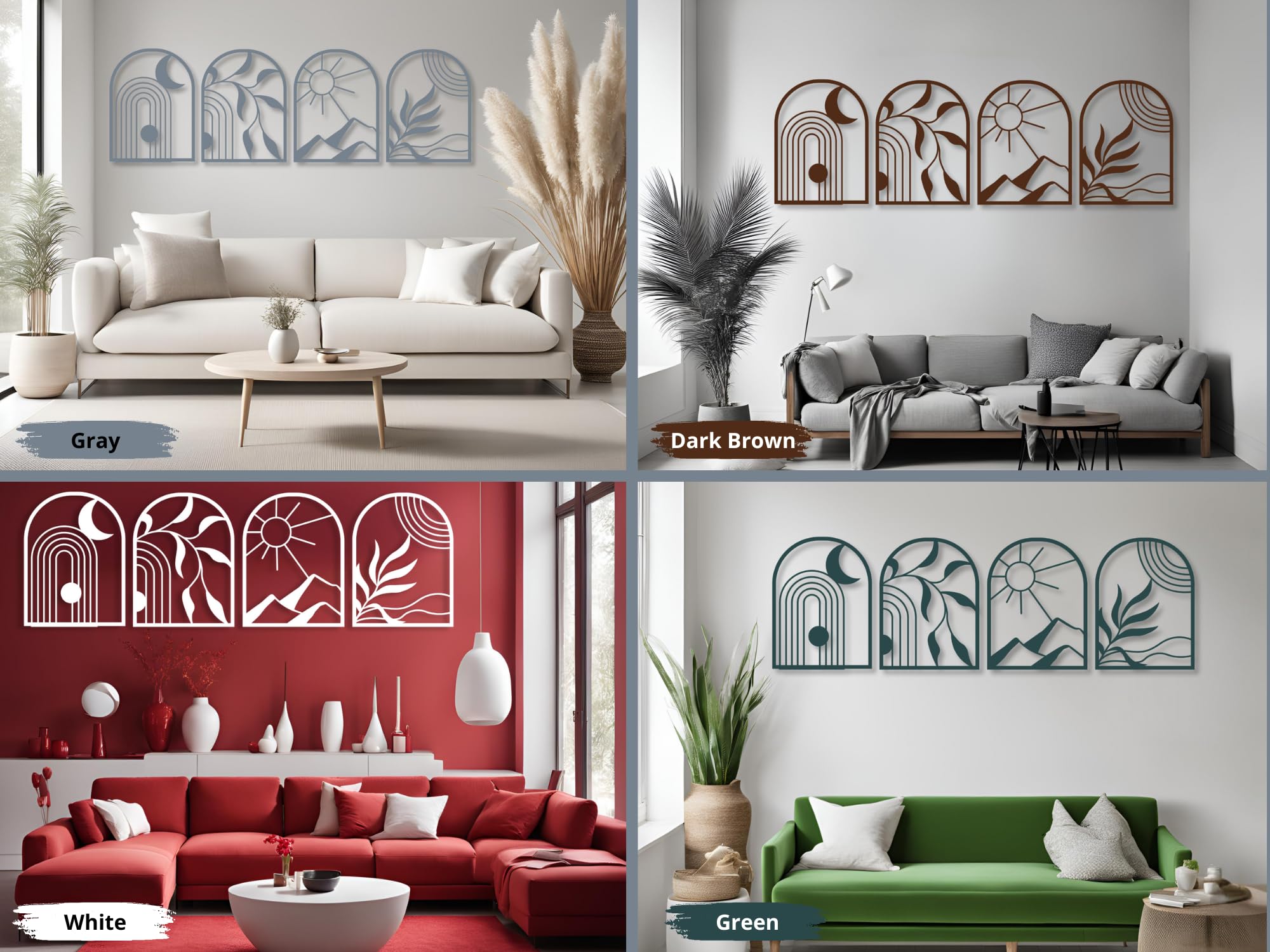 YunBey 3-delige boho-stijl wanddecoratie - boogvormige houten