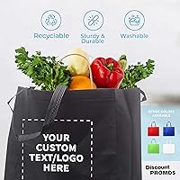 Vista 3 de DISCOUNT PROMOS Juego de 10/50/100 bolsas personalizadas de tamaño gigante, paquete a granel personalizado, bolsas de comestibles reutilizables