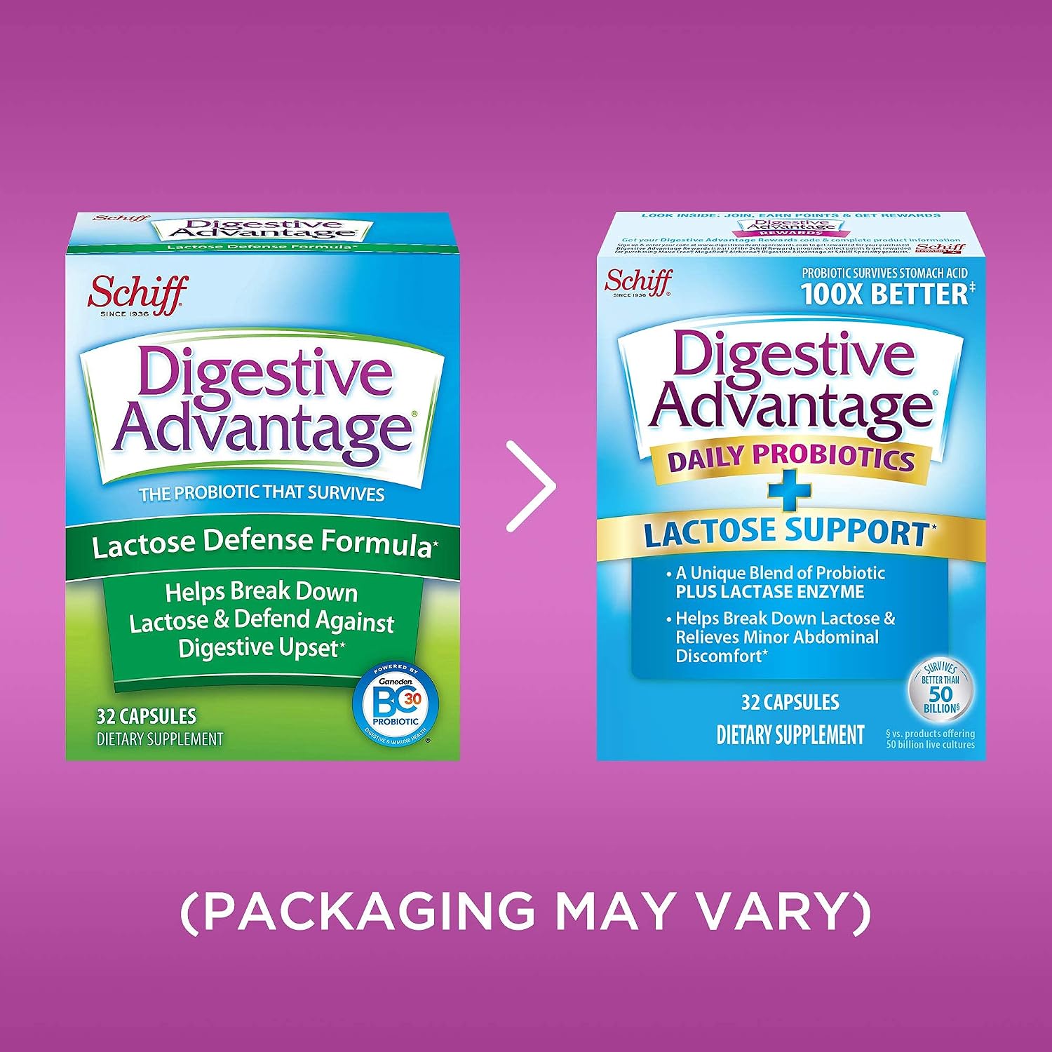 Digestive Advantage Lactose Defense Capsules, (32 Count in A Box) - Helps Breaks Down Lactose & Defend Against Digestive Upset*, Supports Digestive & Immune Health* (Pack of 4)