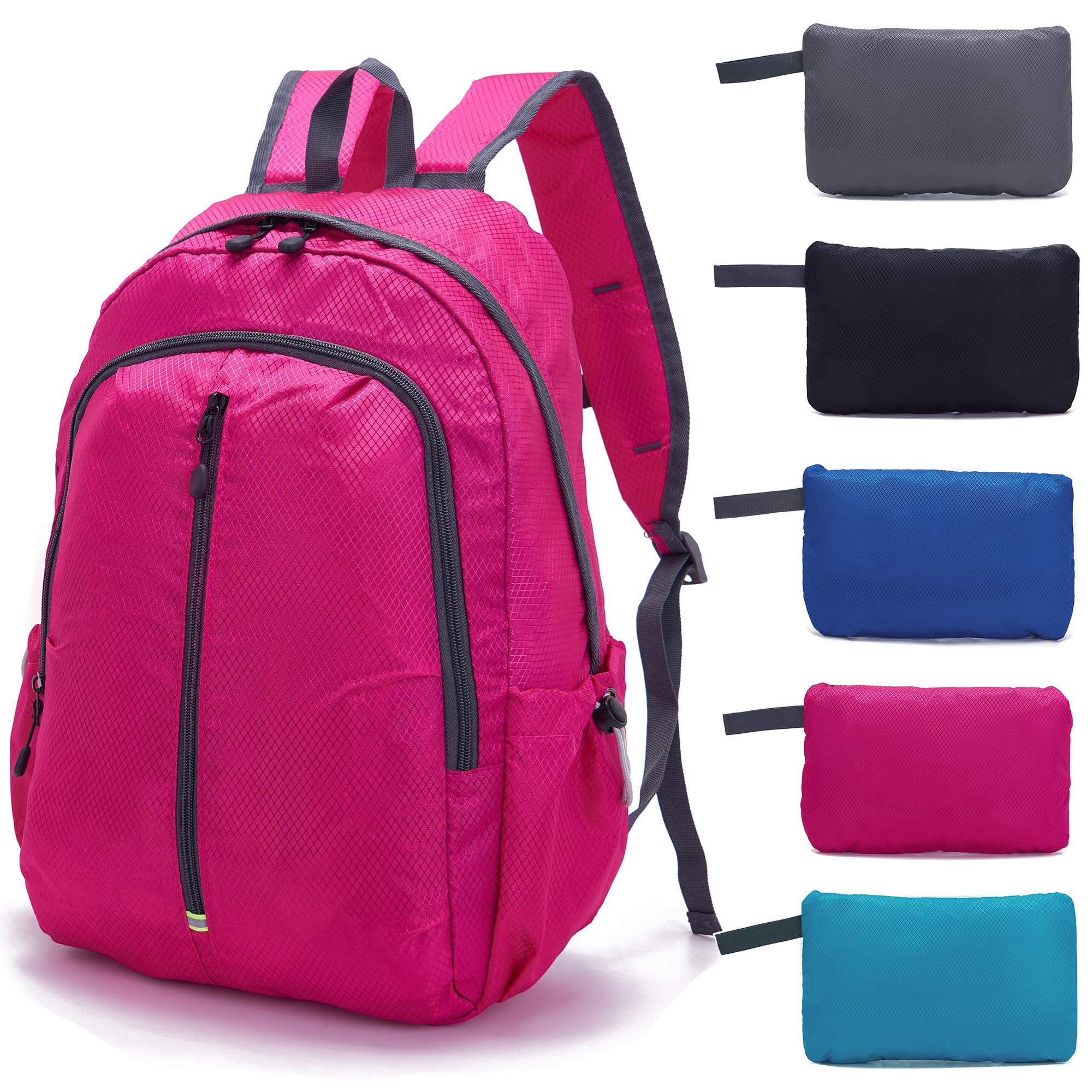 YZAOLL 25L Lightweight Packable Hiking Backpack Waterproof Hiking Daypack for Women Men Gym Backpack Travel Camping Vacation,Rose