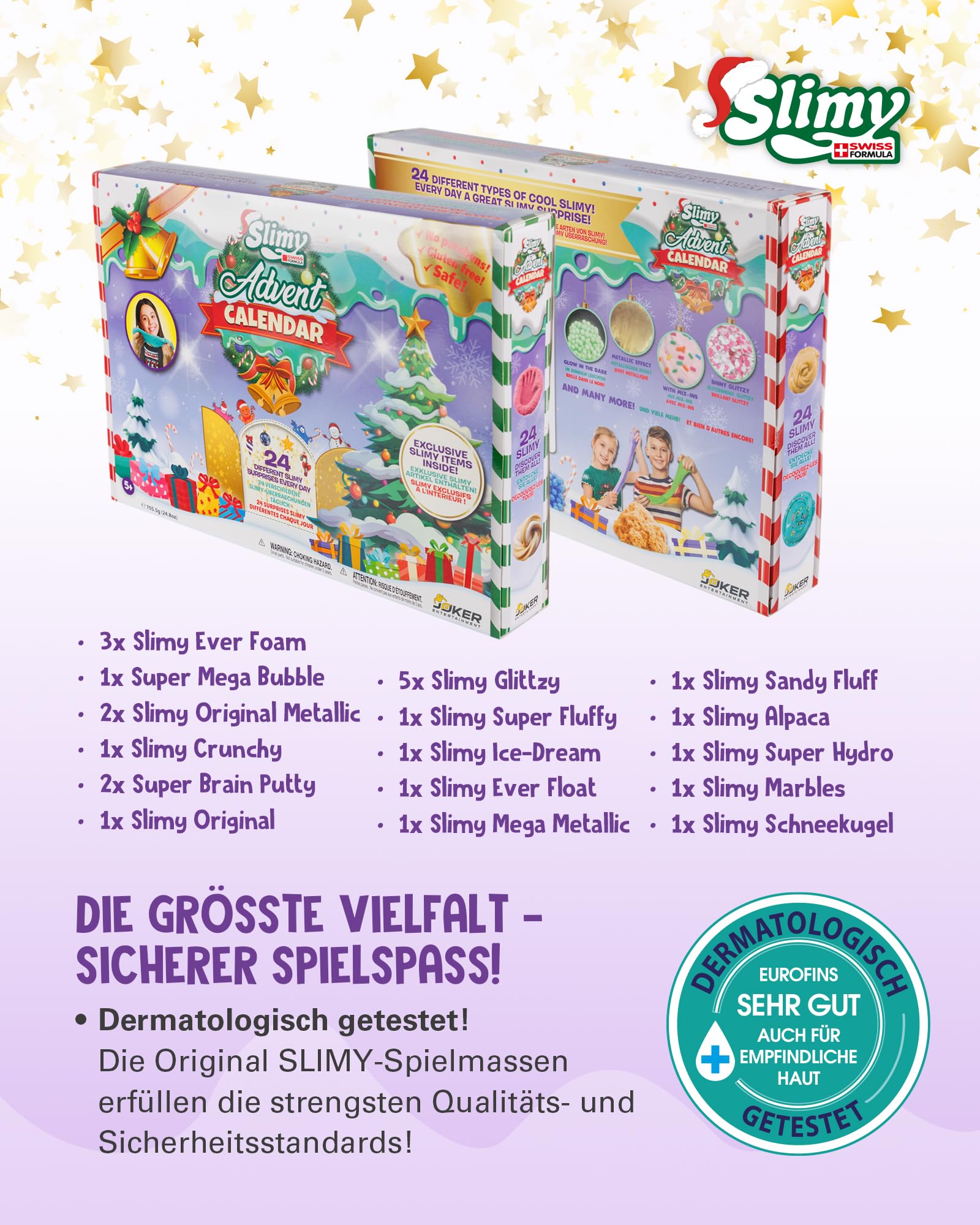 SLIMY Adventskalender Limited Edition mit 24 verschiedenen Spielmassen - Original Slime Geschenk-Set, weihnachtlicher Spielspaß für Kinder mit Schleim (ab 3 Jahren)