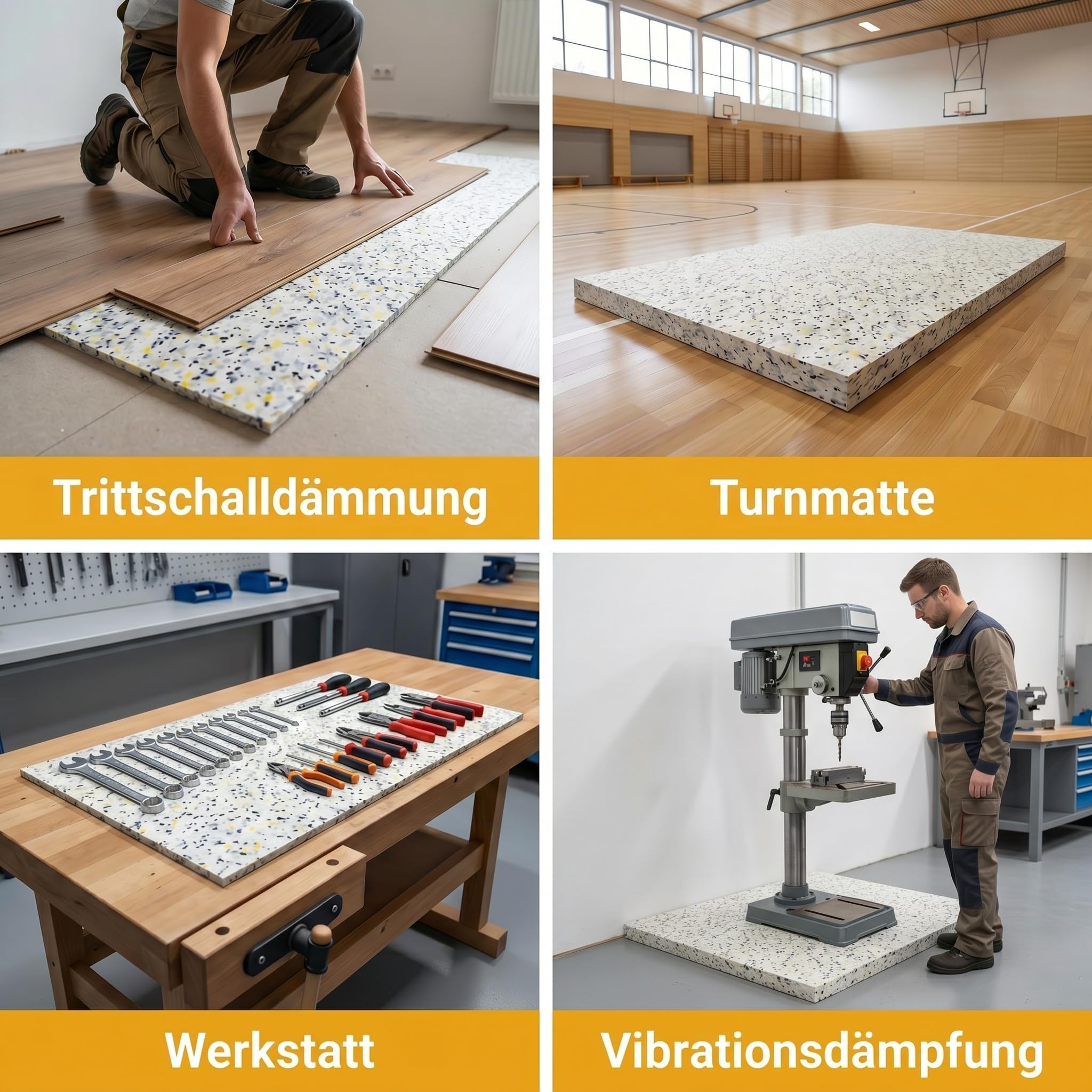 Wegerich Schaumstoffplatte - extrem fester langlebiger Verbundschaumstoff RG120-205x103x3 cm - für dünne Auflagen/Trittschalldämmung