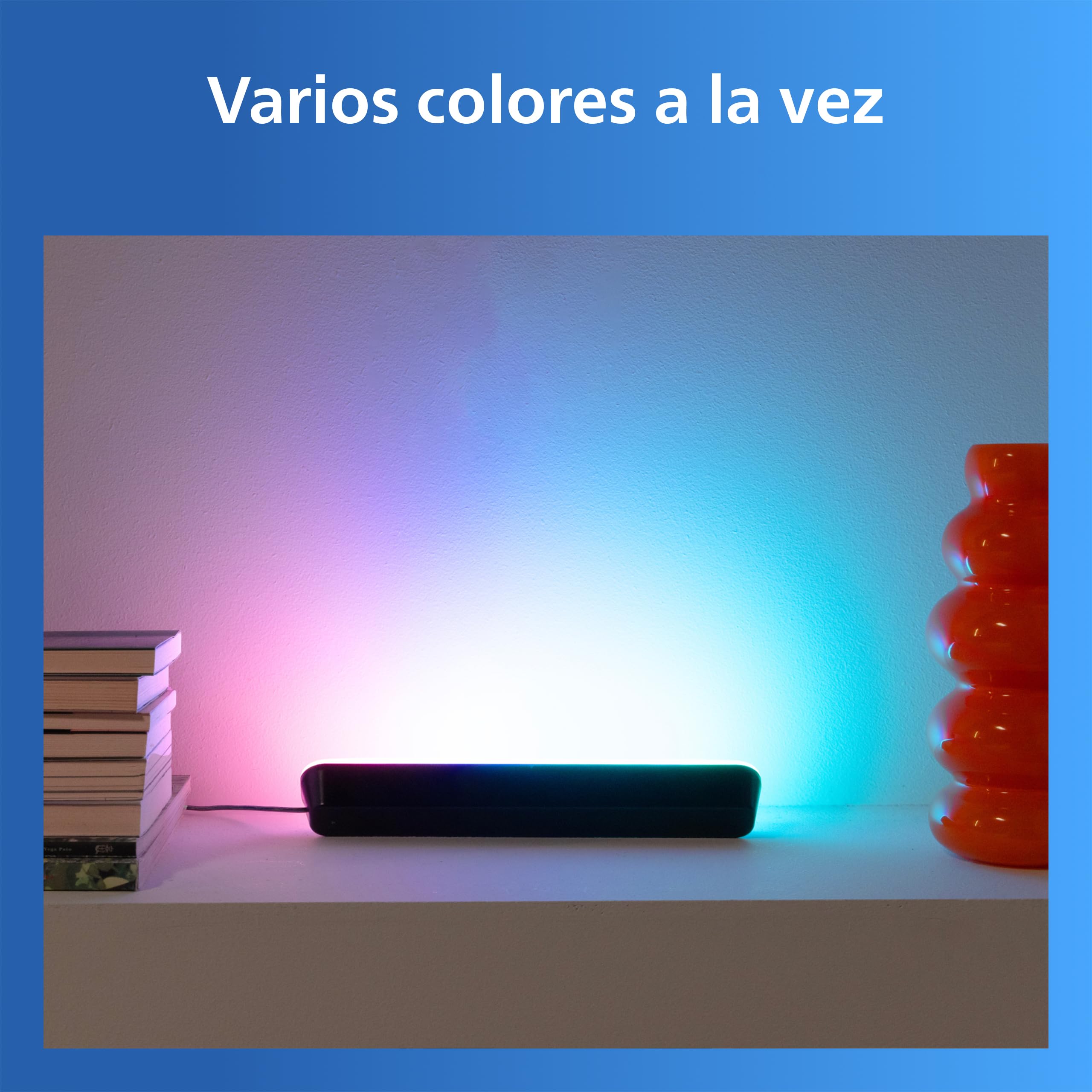 Philips Smart Lighting Barras de Luz Gradient, LED RGBIC, Sincronización TV y Música, Luz Inmersiva, Fácil Instalación, Connected by WiZ, Compatible con Alexa, Google Home, Apple Home
