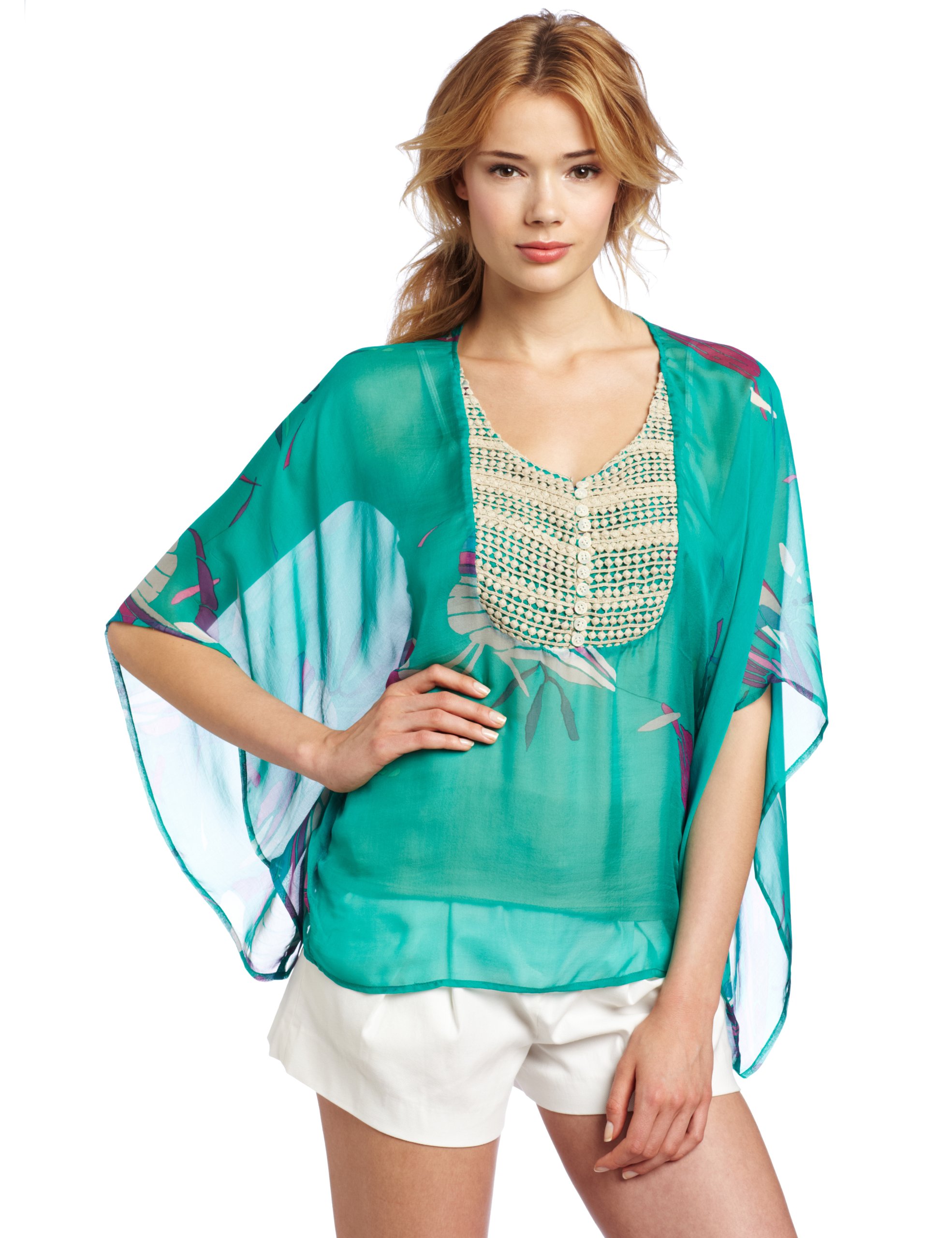 Aryn K Women's Print Bib Blouse