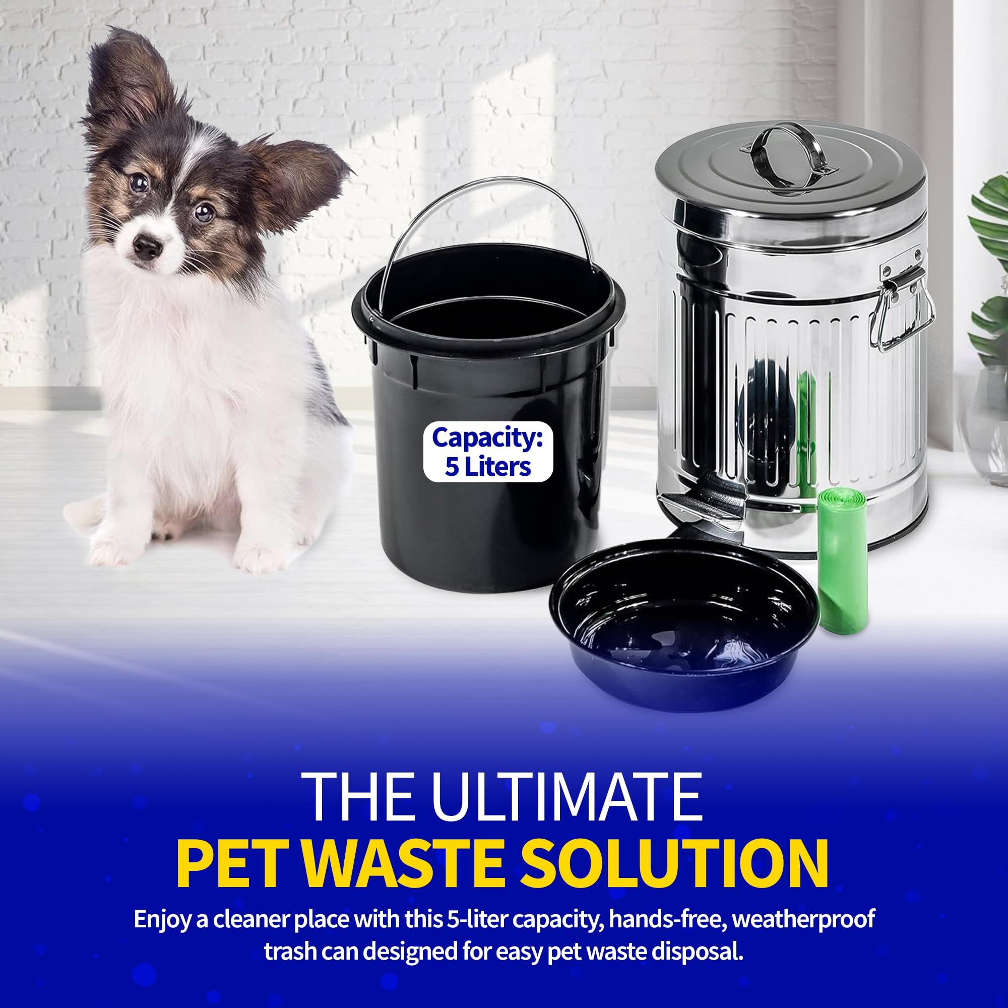 Pet Waste Can with Pedal - Small Steel Trash Can -4