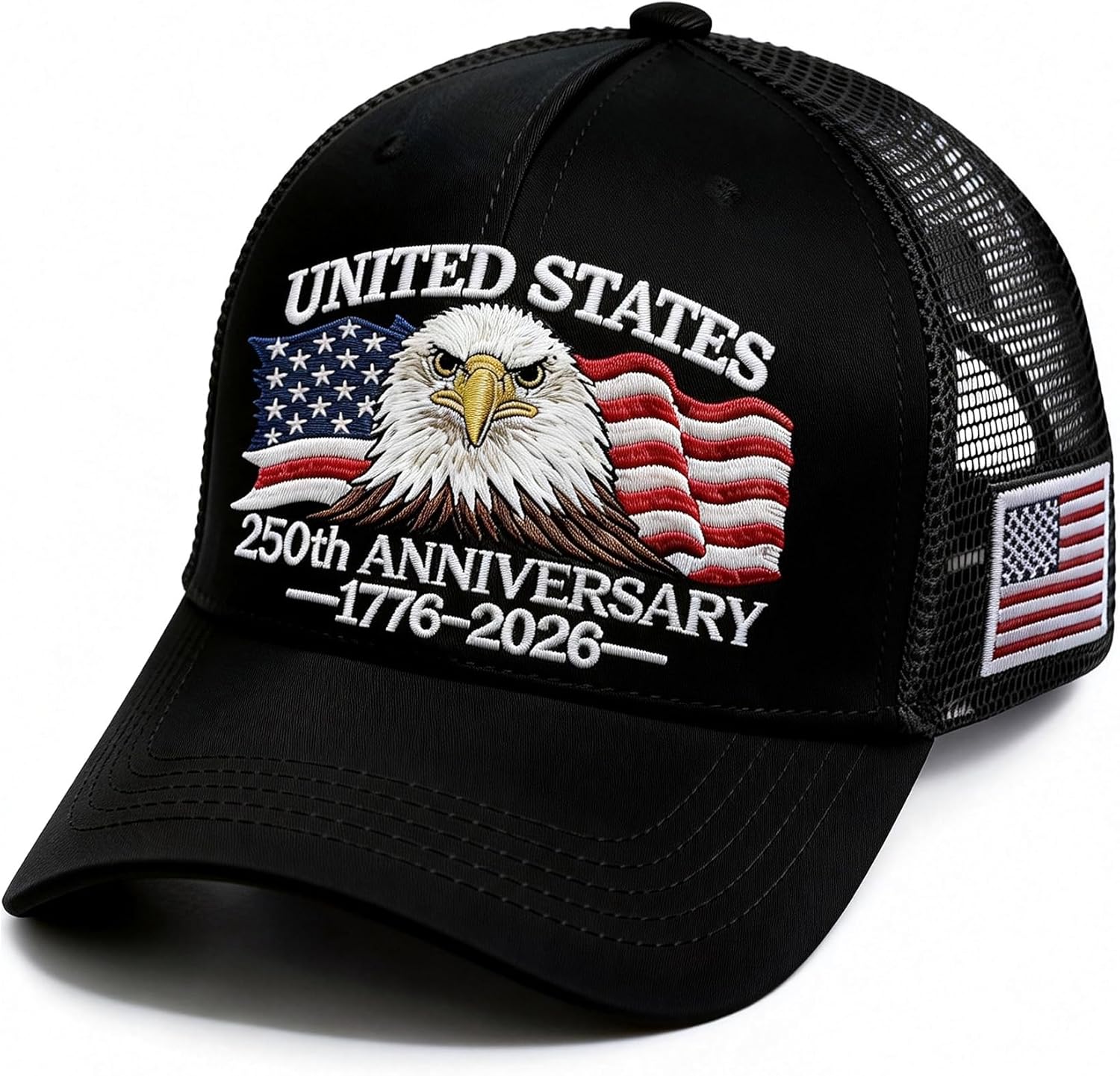 250 Anniversary USA Hat 1776-2026 Adjustable Embroidered Patriots Eagle Trucker Cap America 250th Mesh-Back Cap for Men Women