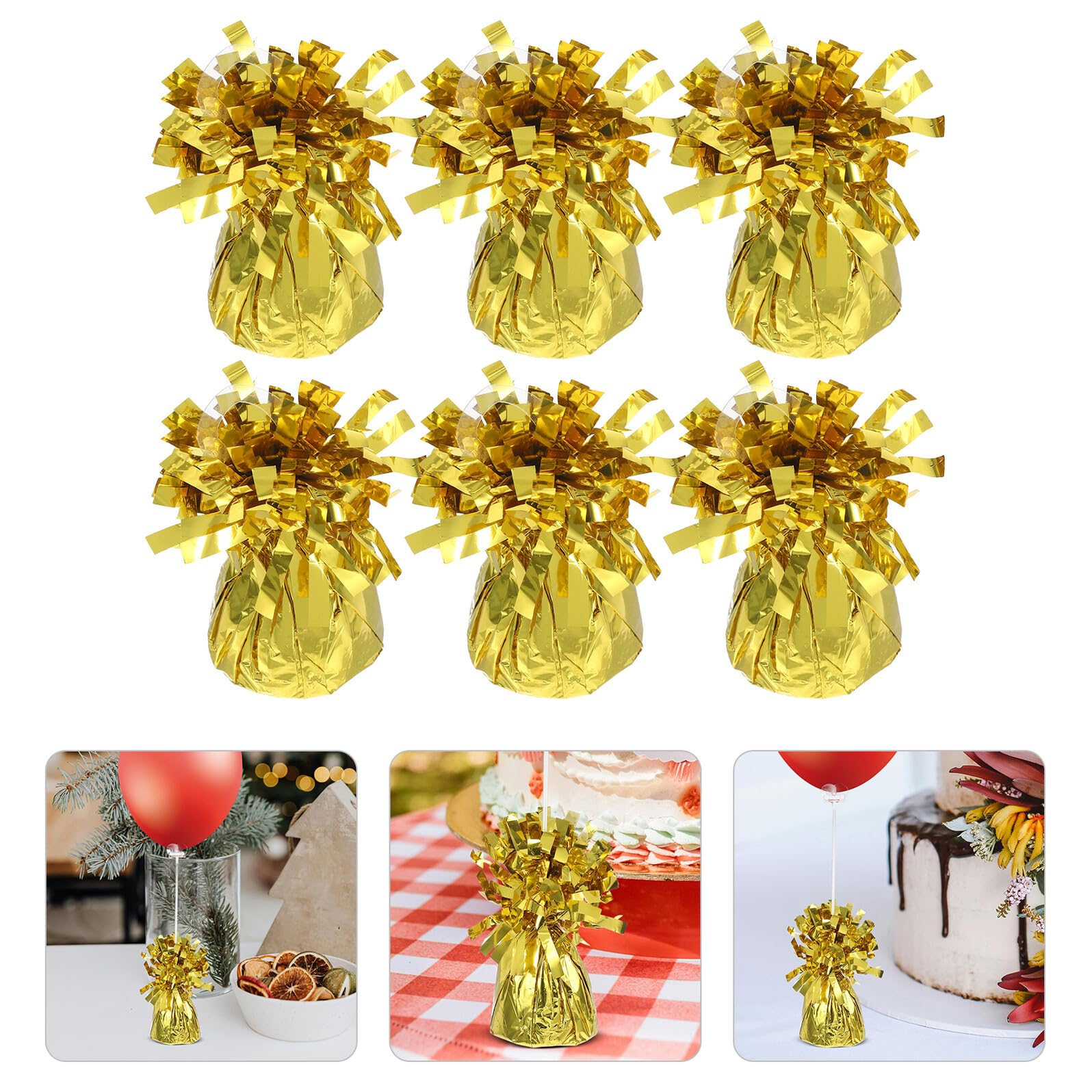 6 Stück Teiliges Ballongewichte aus Metallisch Glänzendem Kunststoff Beschwert Helium luftballons für Hochzeiten Geburtstage Babypartys und Festliche Dekorationen in Gold