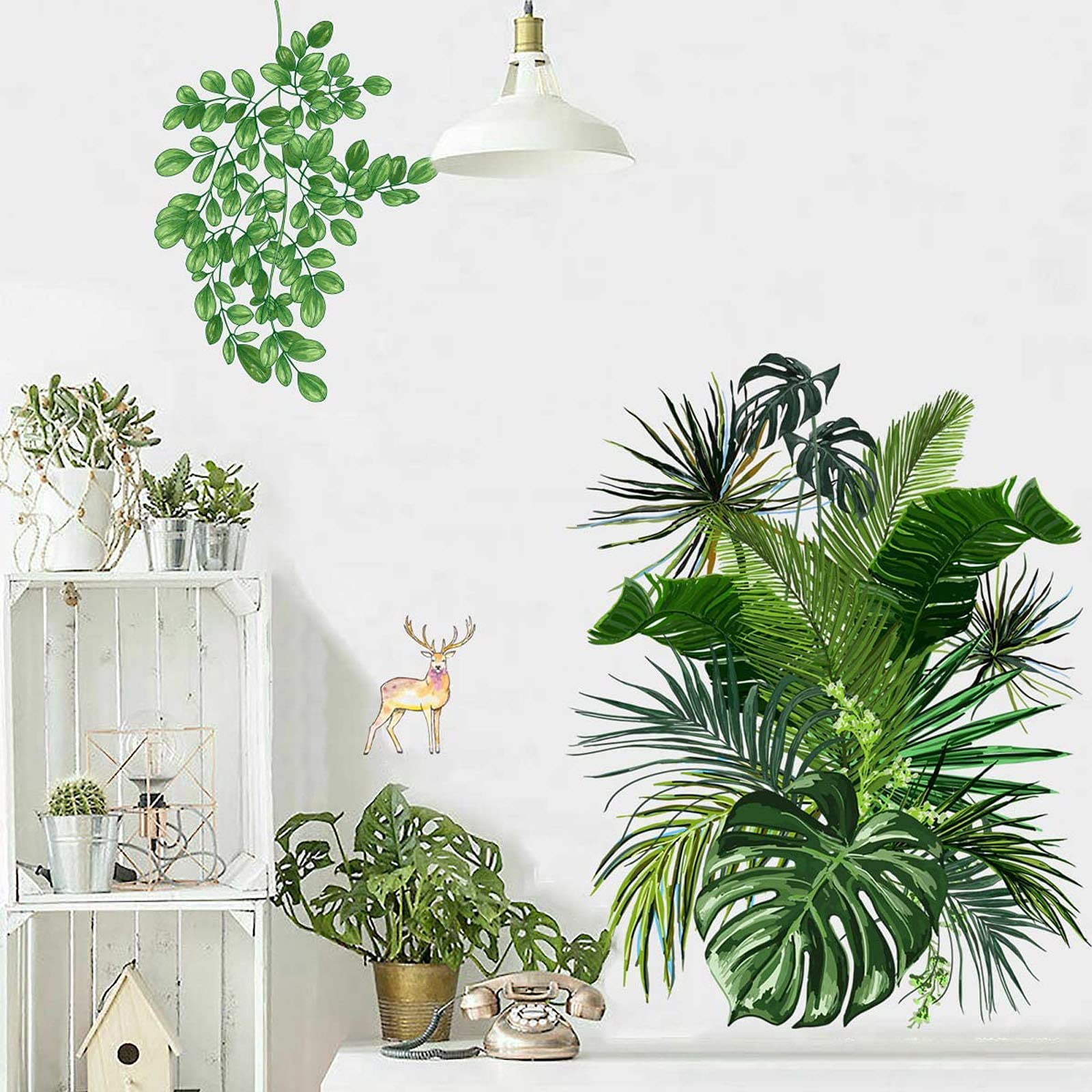 Adesivi Murali Foglie Tropicali - Decorazione Parete Soggiorno Camera - Foto 2