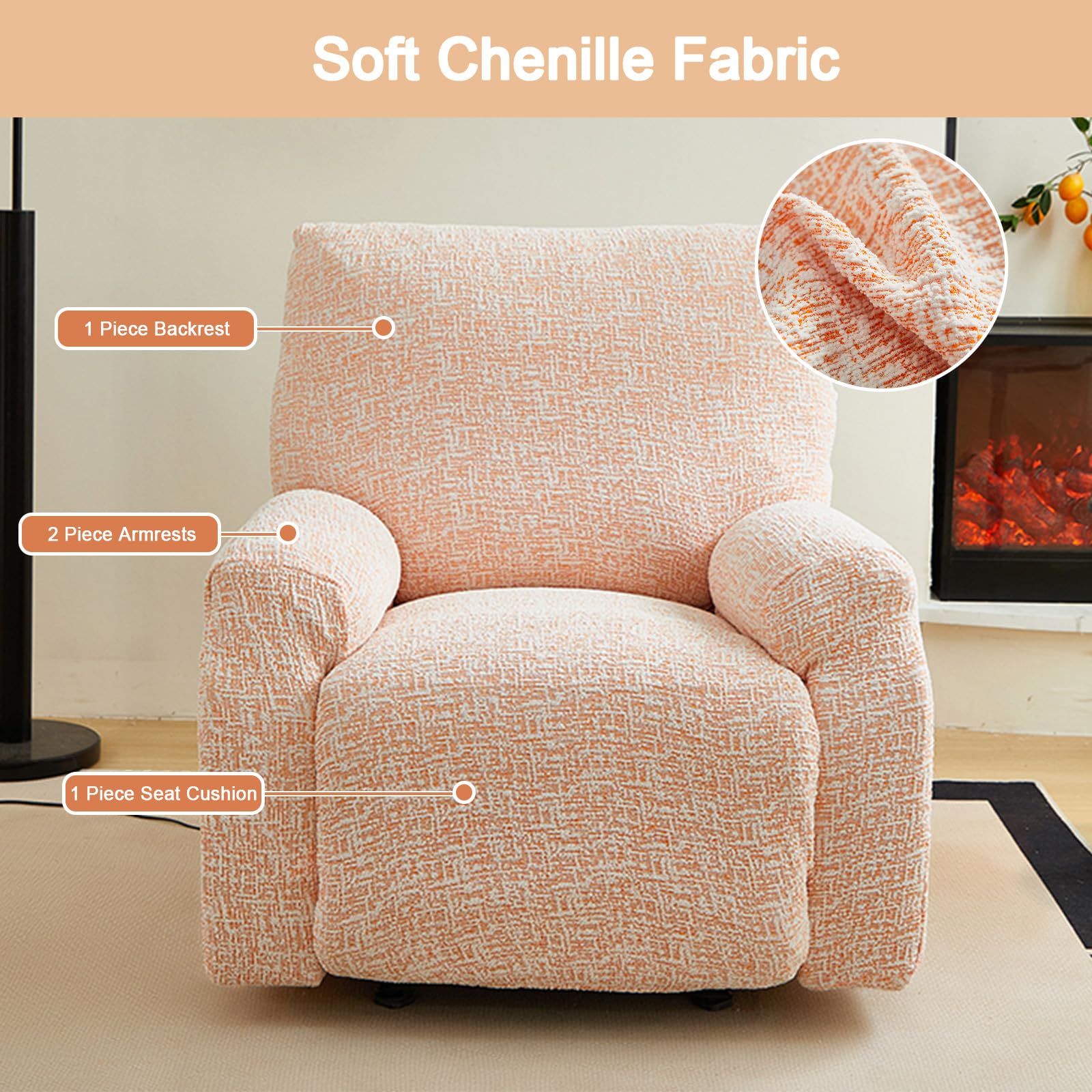 Copripoltrona Relax Reclinabile, Copri Poltrona Elettrica Universale, Fodera Poltrona Reclinabile in Ciniglia Elasticizzato, Lavabile Recliner Chair Cover(Size:10 Piece Set,Color:B-Verde menta)