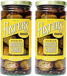 Foster's Pickled Brussels Sprouts Original 16oz 2-Pack - Gluten Free Fat Free Crunchy Snack for Bloody Marys Charcuterie