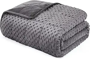L'AGRATY Weighted Blanket for Adult - 48"x72" 15lbs Minky Dots Heavy Blanket with Glass Beads Soft Breathable for All-Season Summer Fall Winter Thick Comfort for Sleeping
