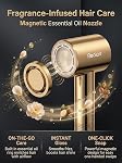 Séchoir ionique haute vitesse, 200M Séchoir à ions négatif avec diffuseur magnétique, silencieux & Sèche-cheveux de voyage léger pour hommes femmes, séchage rapide pour Salon à la maison (Or)
