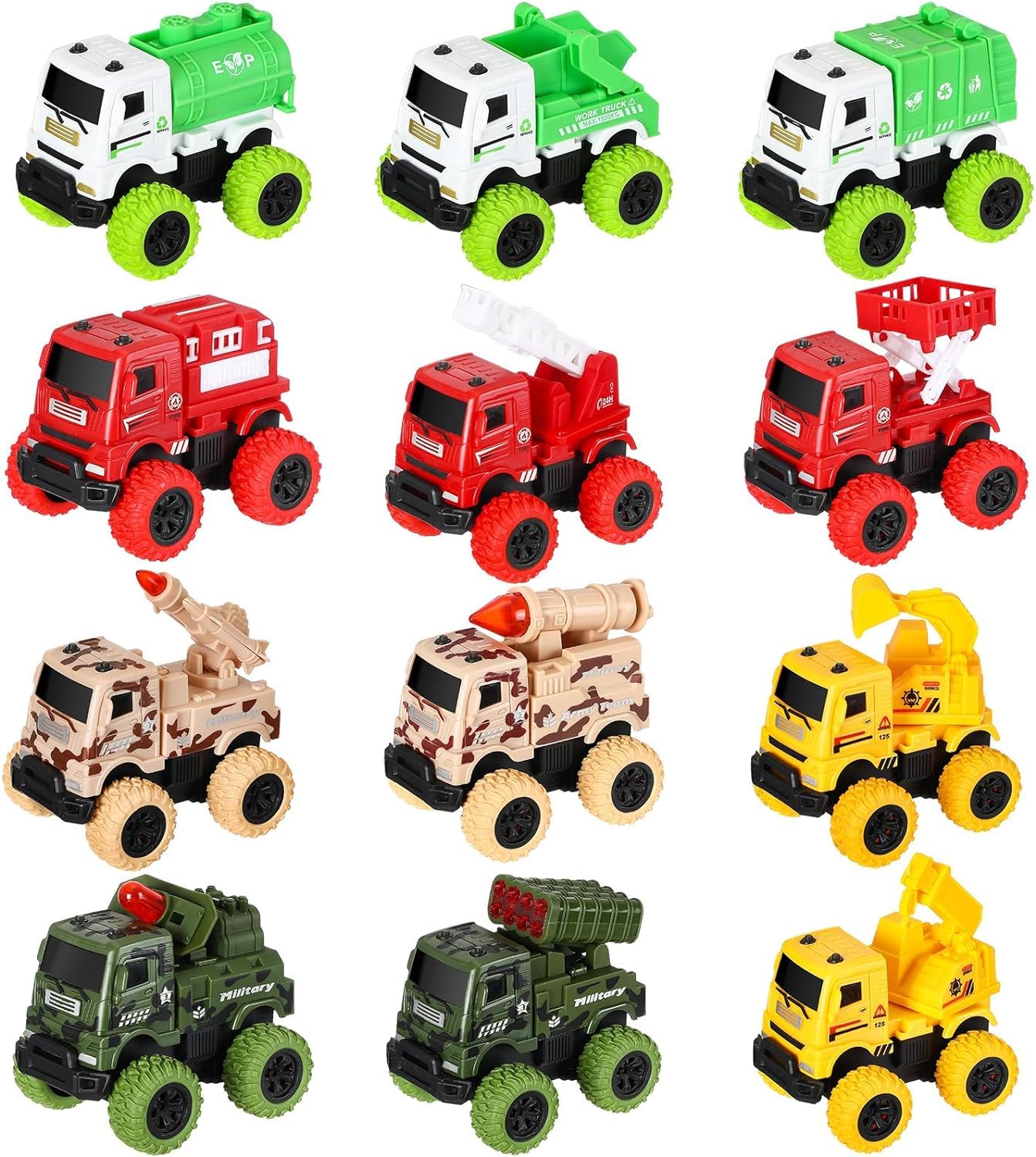 YLMKDE 2024 New 8 Pack Truck Toys for Toddler,Friction Powered City Vehicles Including Garbage Truck, Fire Engine Truck etc,Classroom, Party Favors and Prize,Birthday Goodie Bags Fillers for Boys