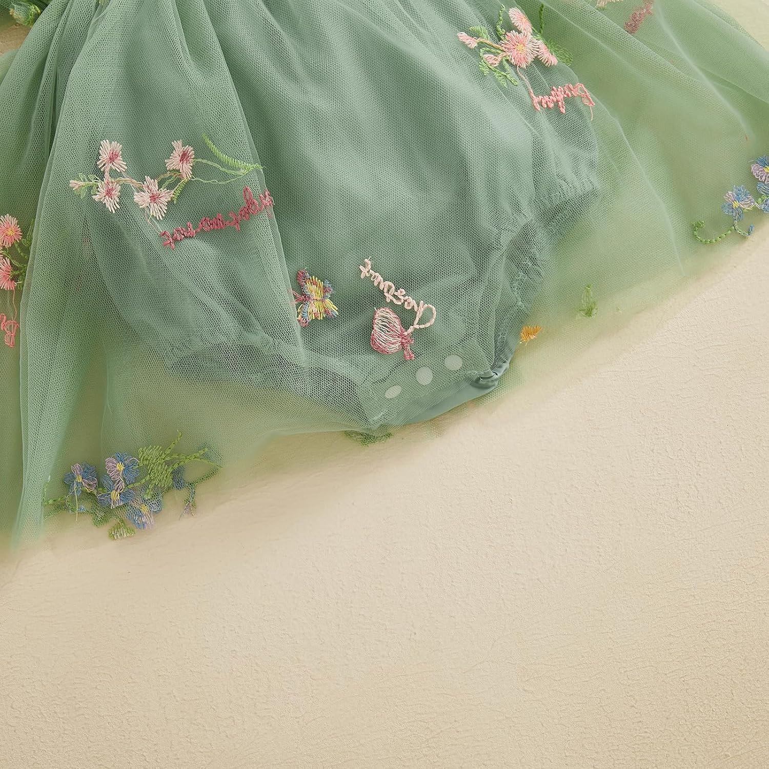 Infant Newborn Babygirl Outfit Mesh Tulle Flower Butterfly Embroidery Sleeveless Adorable Princess Dress