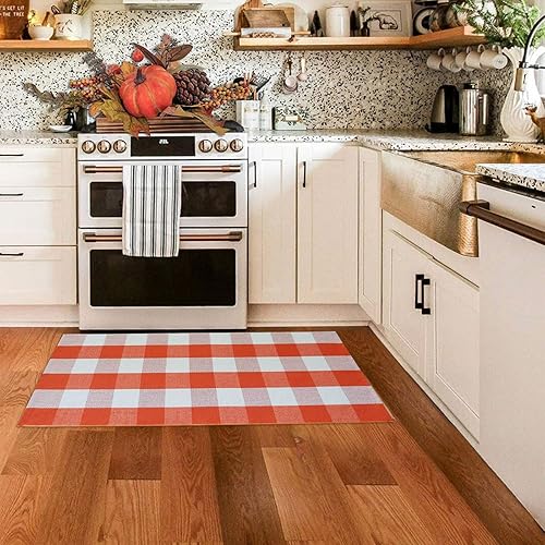 Miniatura 63 de CAINANEL Buffalo - Alfombra de algodón a cuadros de 5 x 7 pies, tejida a mano para interiores y exteriores, alfombra de área para puerta de Tela