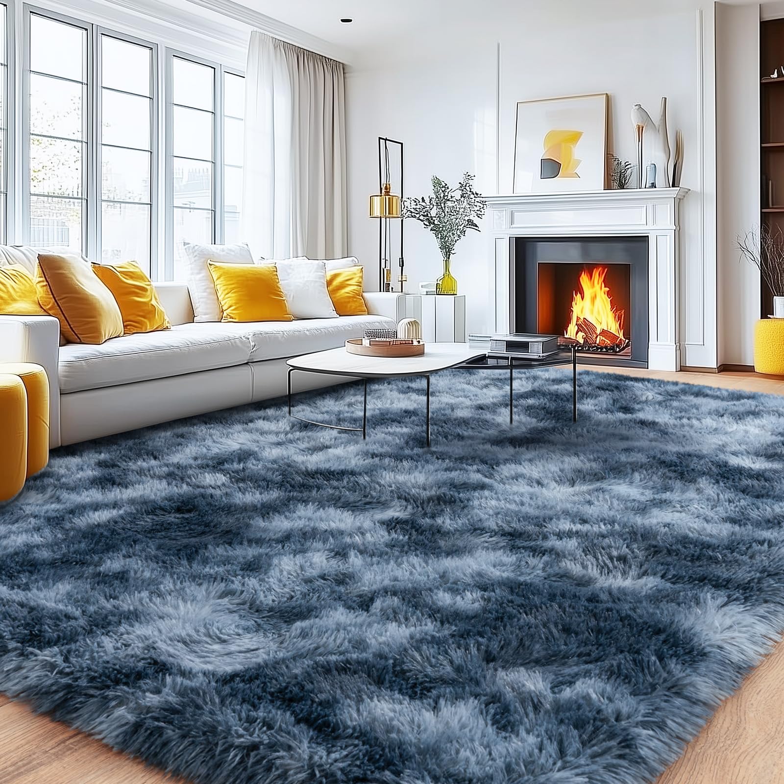 Quntue Large Area Rugs 9x12 Living Room, Ultra Fluffy Fuzzy Shag Rug for Bedroom, Modern Plush Soft High Pile Upgrade Non-Slip Carpet for Kids Girls