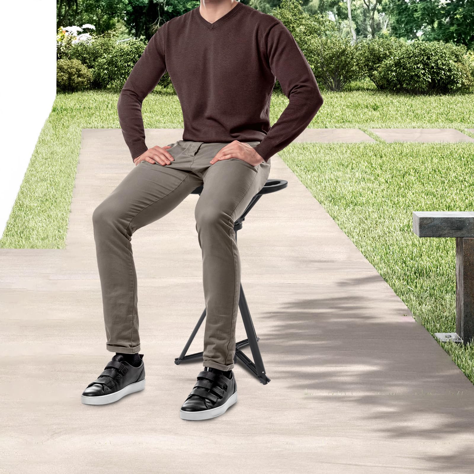 Bastón portátil con asiento ajustable, bastón multifuncional, taburete plegable, bastón con asiento y bolsa de transporte para senderismo y actividades al aire libre, diseño ergonómico