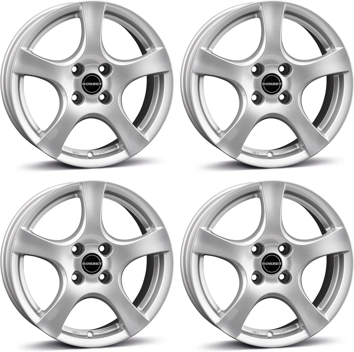 4x Borbet rims alloy rims F 6x15 ET40 4x100 brilliant silver compatible with Kia Picanto Rio Shuma Stonic