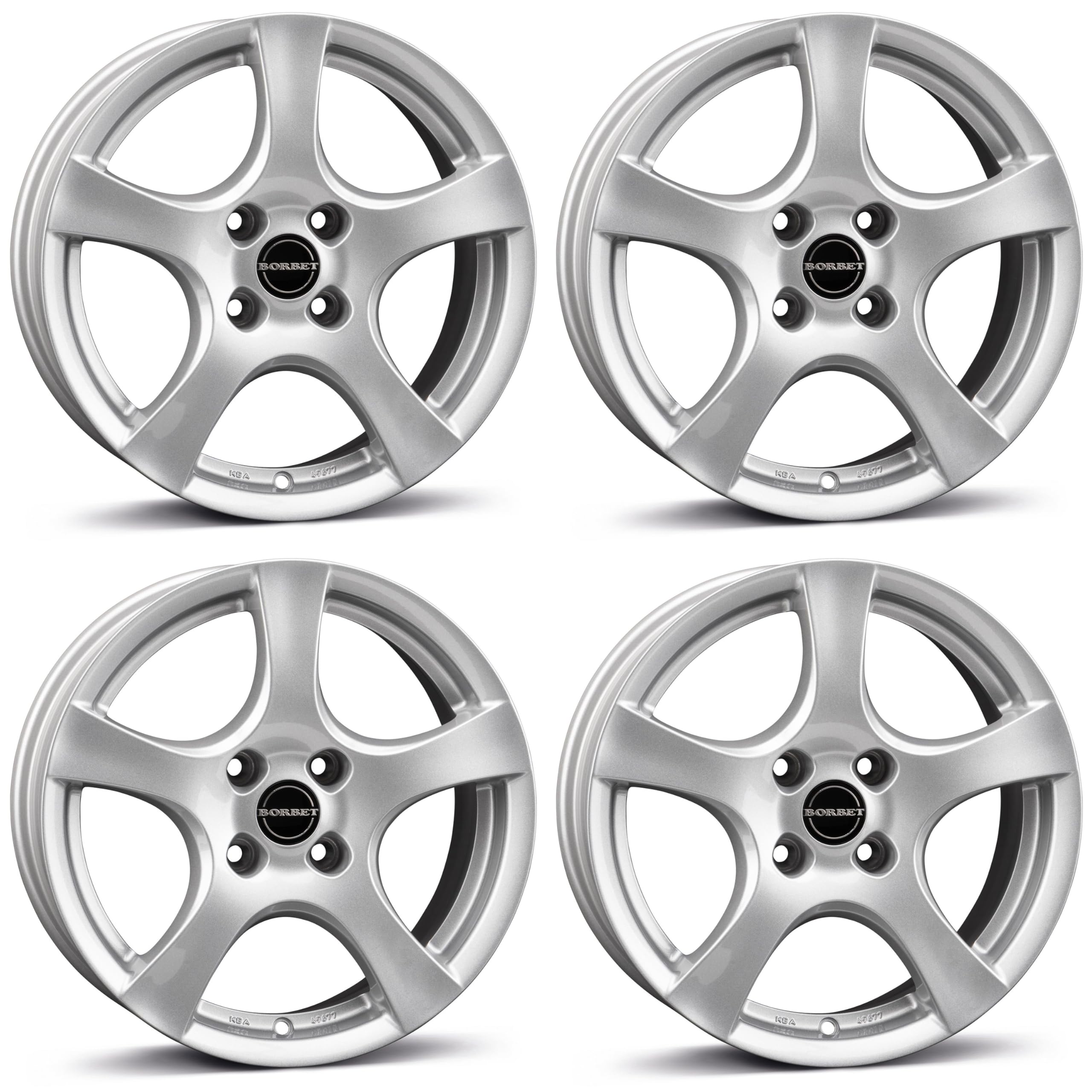 4x Borbet Felgen F 6.0x15 ET40 4x100 brilliant silver kompatibel mit Renault Captur Clio Grand Modus Mégane Scénic Zoe