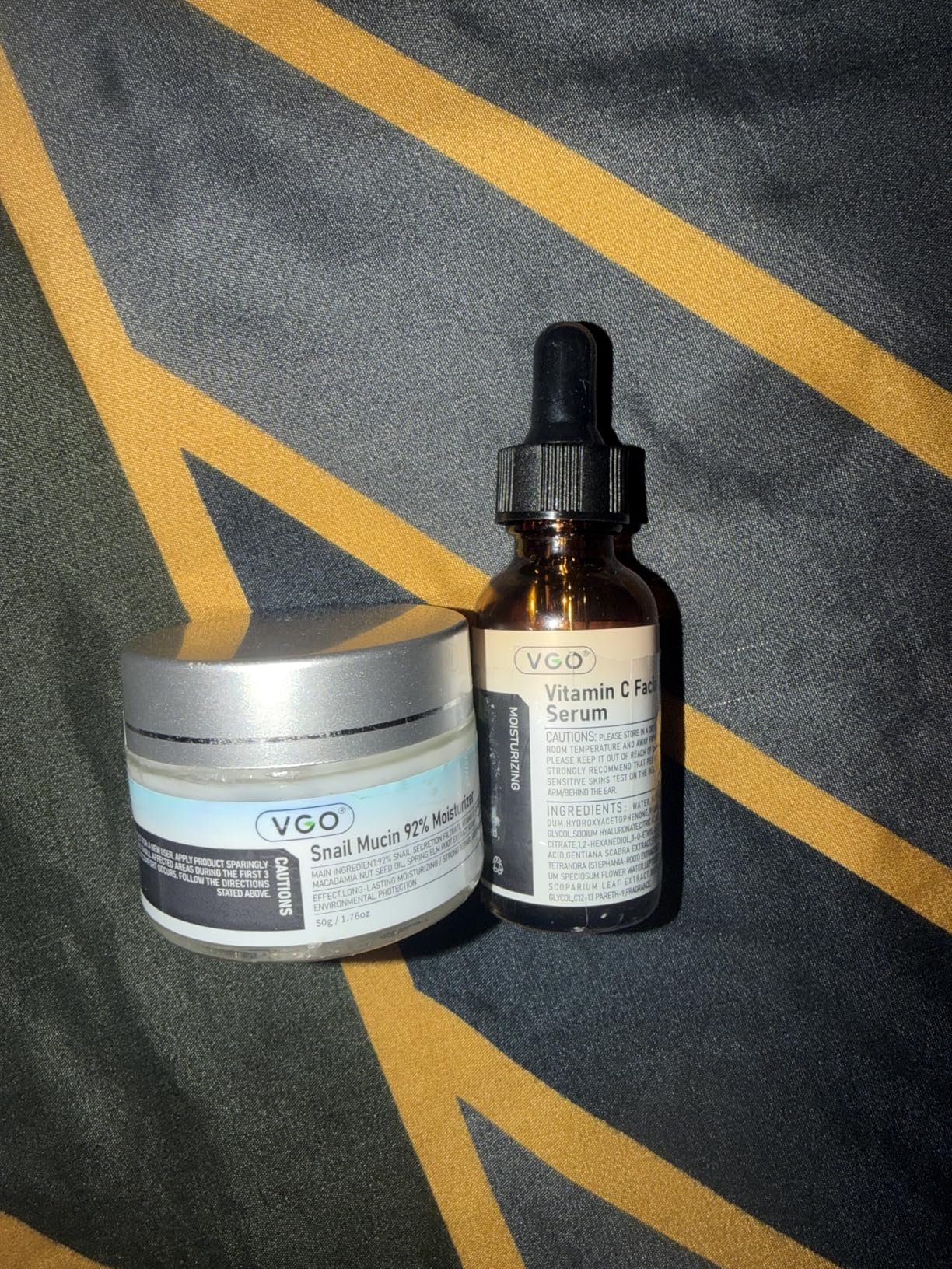 VGO Skin Care Set, with Snail Mucin 92% Moisturizer 1.76 Oz, Vitamin C Serum 1.01 Oz & Dual-Tube Facial Cleanser 3.52 Oz, Daily Routine Kit for Sensitive Skin, Vegan & Cruelty Free