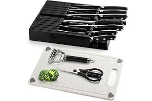 Grilljoy 17-Piece Premium Knife Set with In-Drawer Knife Block for Daily Kitchen Use