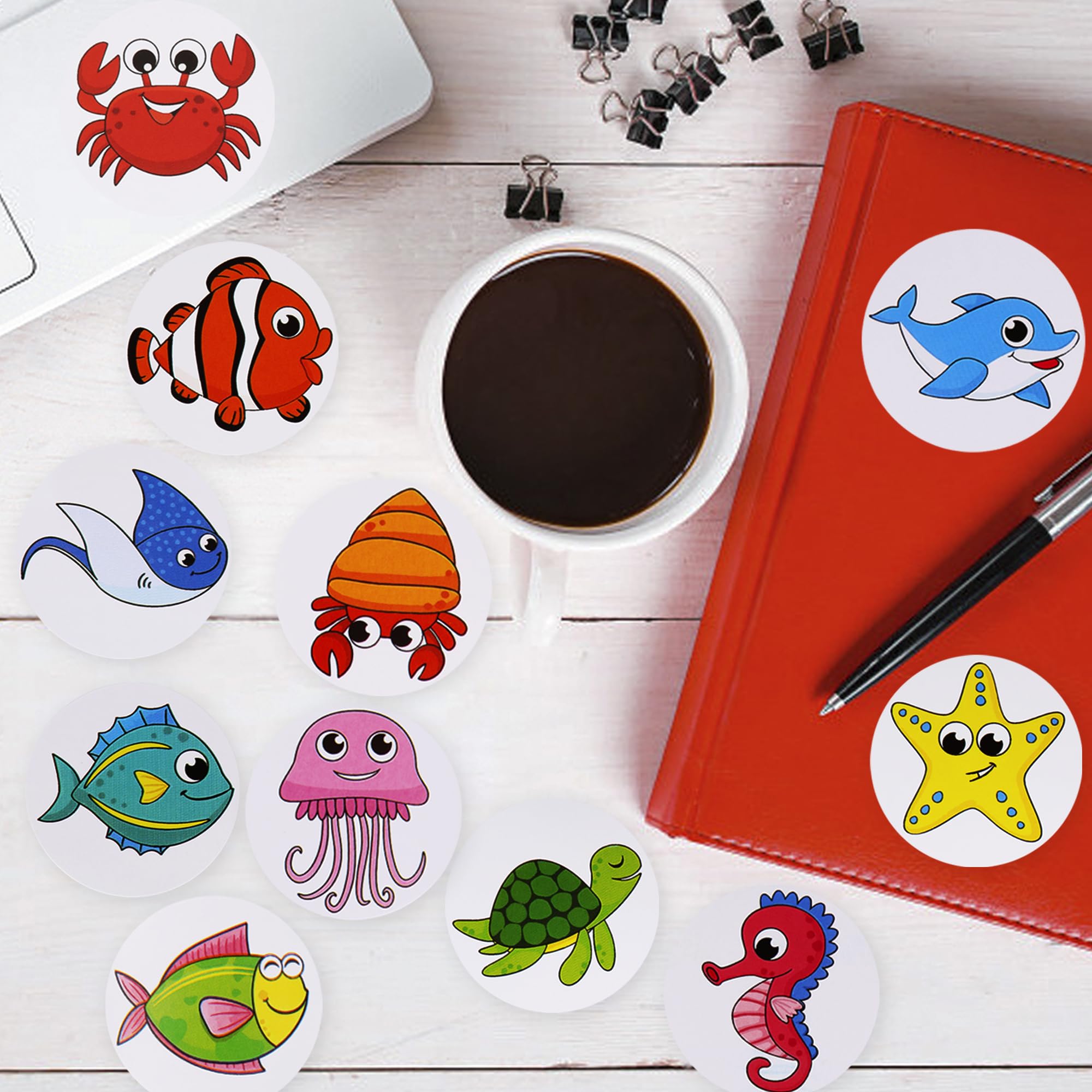 FLEXNOVA 1000 Stück Tier Aufkleber - Meerestiere Sticker Für Scrapbooking & DIY