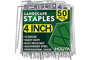 50 Pack Landscape Hooks: 4-Inch Anti-Rust Galvanized Garden Staples for Weed Barriers, Irrigation, and Landscaping