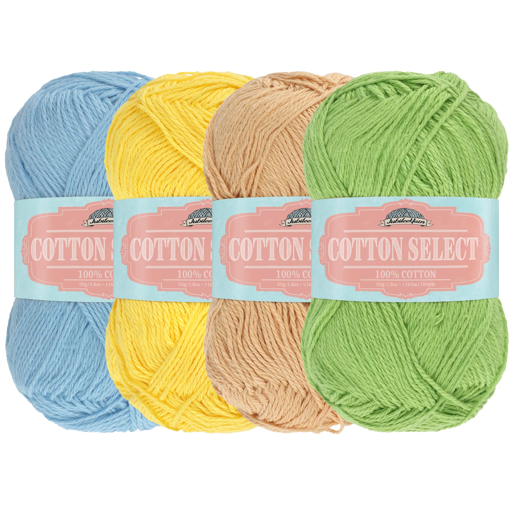 JubileeYarn Cotton Select Yarn - Sport Weight - 50g/Skein - Inspiration Assortment 87-4 Skeins
