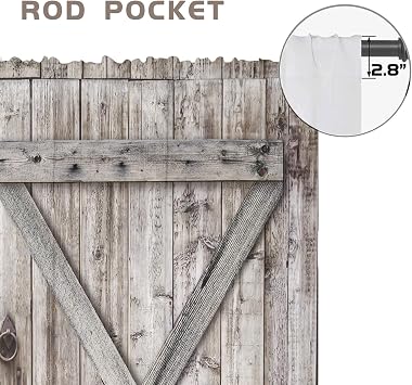 Farmhouse Western Kitchen Window Curtains Rod Pocket Small Short Cafe Wooden Barn Door Country Rustic Natural Farm House Drapes 2 Pannels for Living Bedroom Decoration Decor 27.5X39 inch