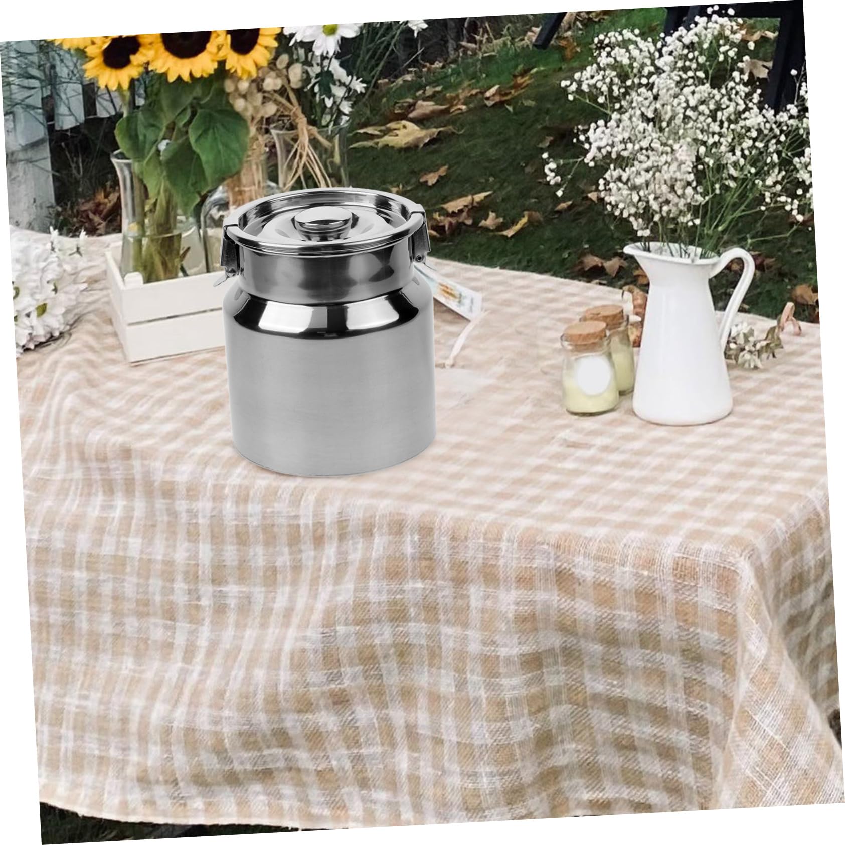 Jarra Redondeados Leche de Inoxidable Acero Tapa Sellada o 2.5l y Almacenamiento Seguro Bordes Lisos en Cocina Cafetería