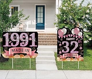2Pcs 16" Large Happy 65th Birthday Party Yard Sign Decorations for Women,Rose Gold 65th Birthday Yard Signs with Stakes,Weatherproof Outdoor Lawn Decorations (65th)