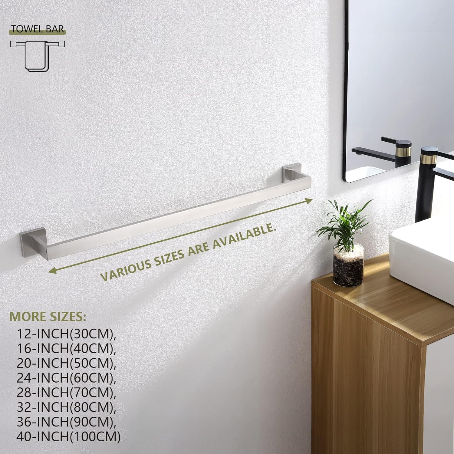 KOKOSIRI 32-Inch Single Towel Bar, Bathroom Towel Holder, Toilet Paper Holder, Bath Towel Hook Modern Robe Hook Coat Hook, Wall Mounted, SUS 304 Stainless Steel, Brushed Steel, B05A4-BR-L32