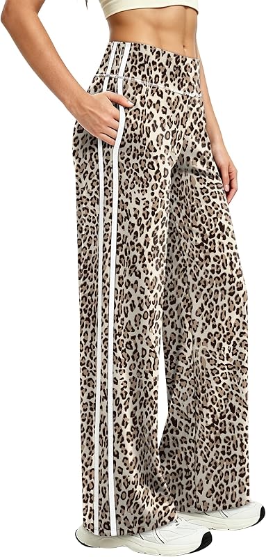 Pantalón de mujer pernera ancha cintura alta con bolsillos suelto elástico informal