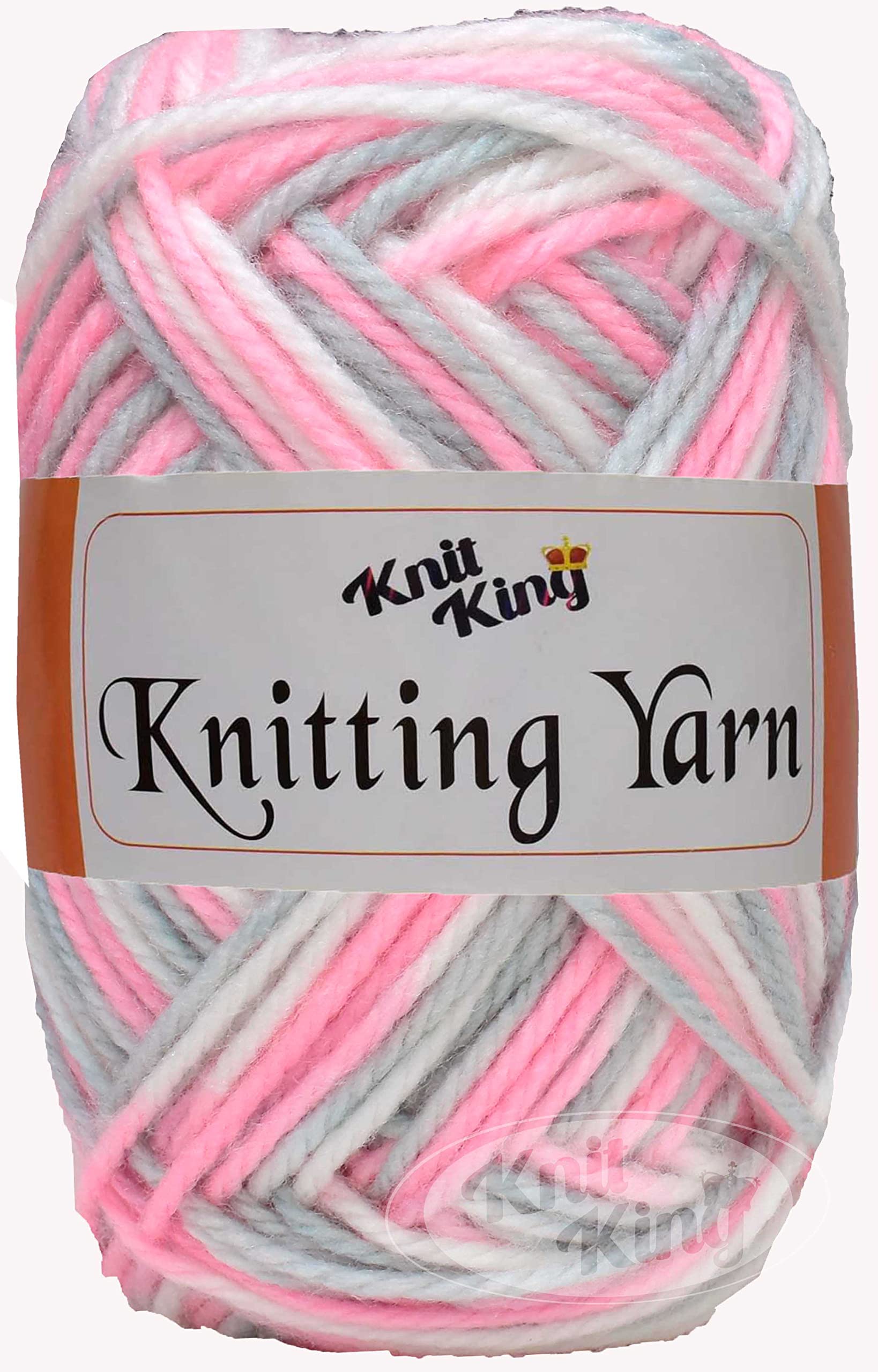 KNIT KING Knitting Yarn Thick Chunky Wool, Varsha Pink Grey 400 GMS Best Used with Knitting Needles, Crochet Needles Wool Yarn for Knitting.-YArt-AAJG