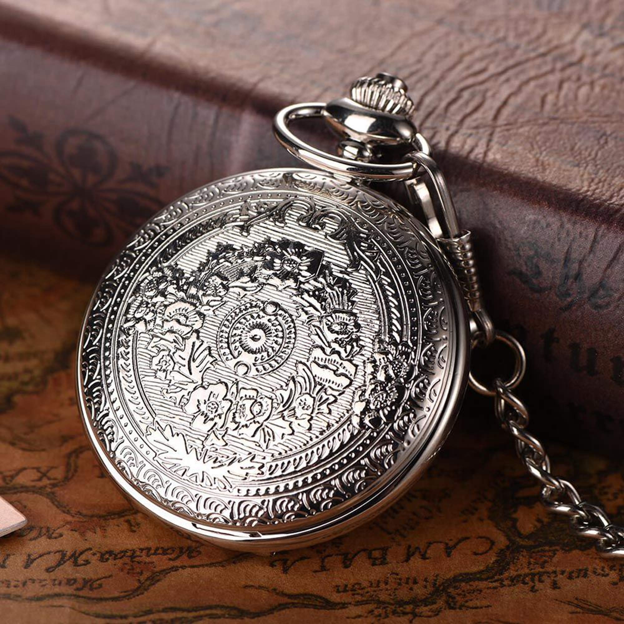 Silver To My Son Reloj de Bolsillo de Cuarzo Reloj Colgante de exhibición de números Romanos Vintage Reloj de cumpleaños para niños con Caja de Regalo