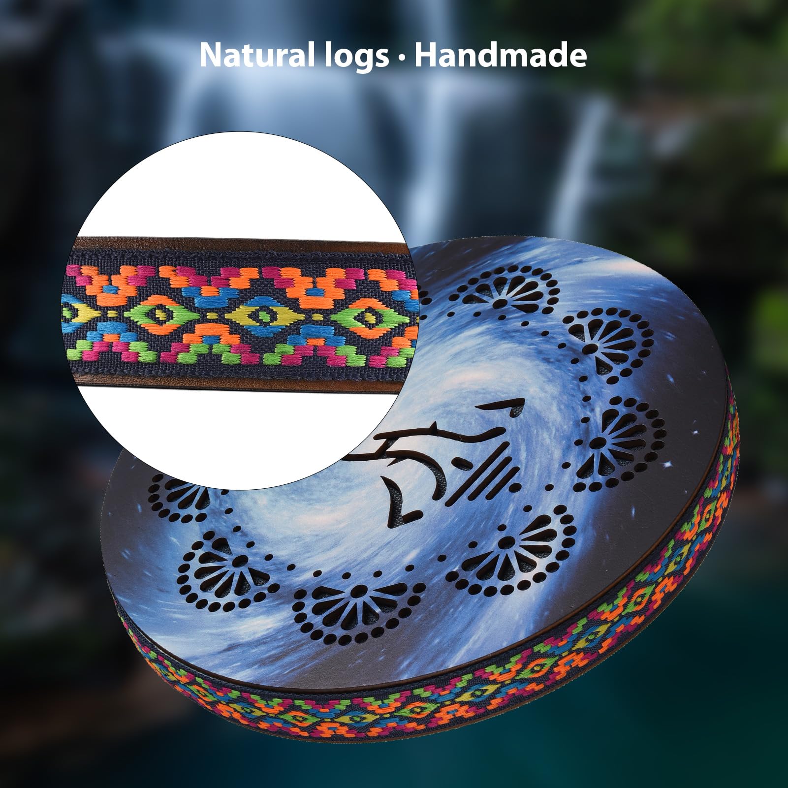Btuty 10 Pollice Ocean Drum Etnico Percussione Strumento Dipinto Modello di Tamburo di Legno di Betulla Bordo Intrecciato per Casa Forniture per Feste Musica Onomatopeica Portatile Tamburo A Mano