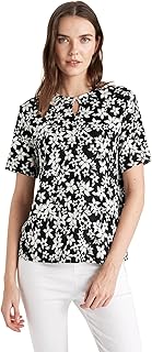 تيشرت بأكمام قصيرة ورقبة دائرية ضيقة وقصة عادية للنساء من ديفاكتو، C1876AX