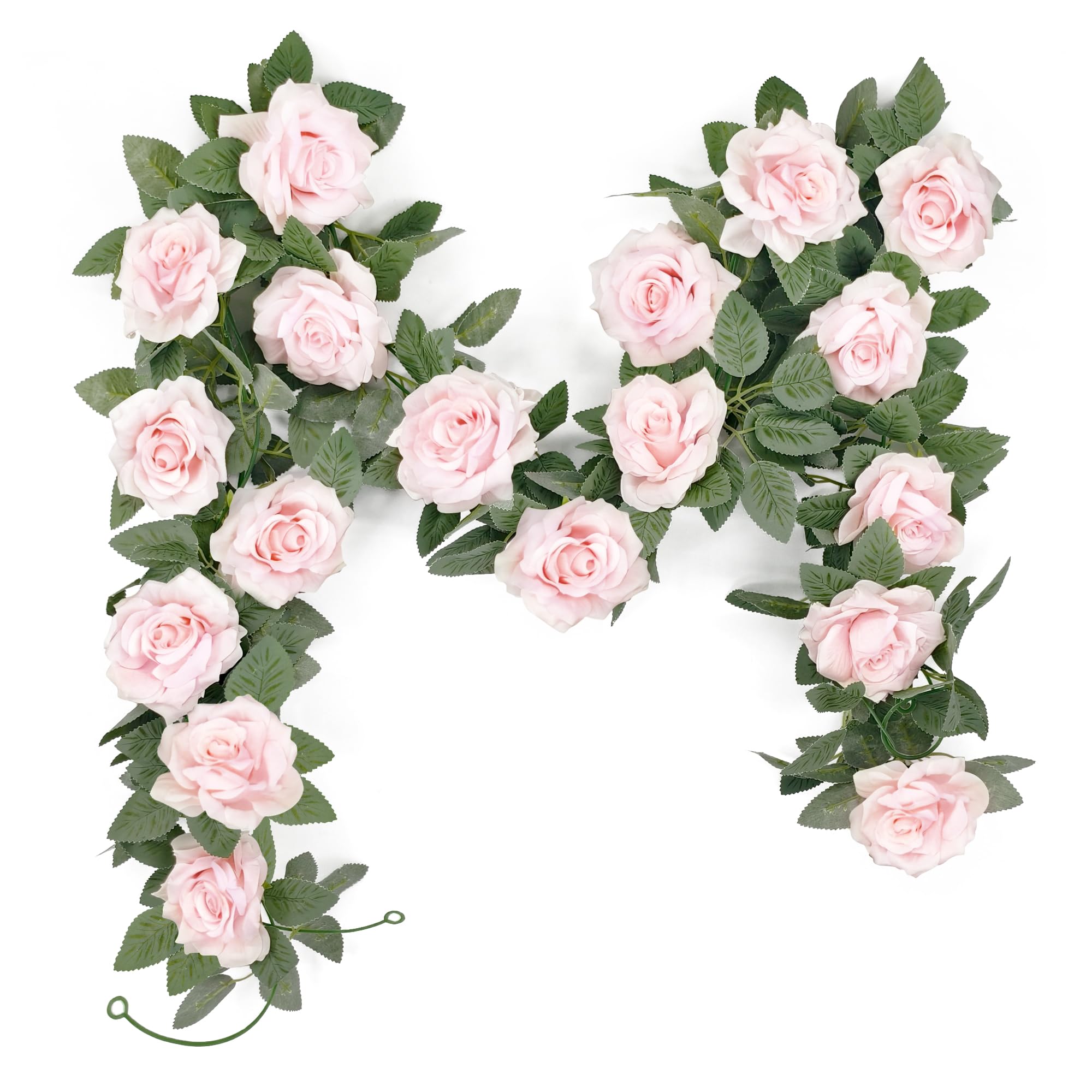 YMIFEEY 2 x 2m Blumengirlande Künstlich Weiße Rosen Blumen Girlande Deko Kunstblumen Hängend Rosengirlande Blumenranken Frühling Blumenkette für Hochzeit Tischdeko Party Blumenwand Fahrrad