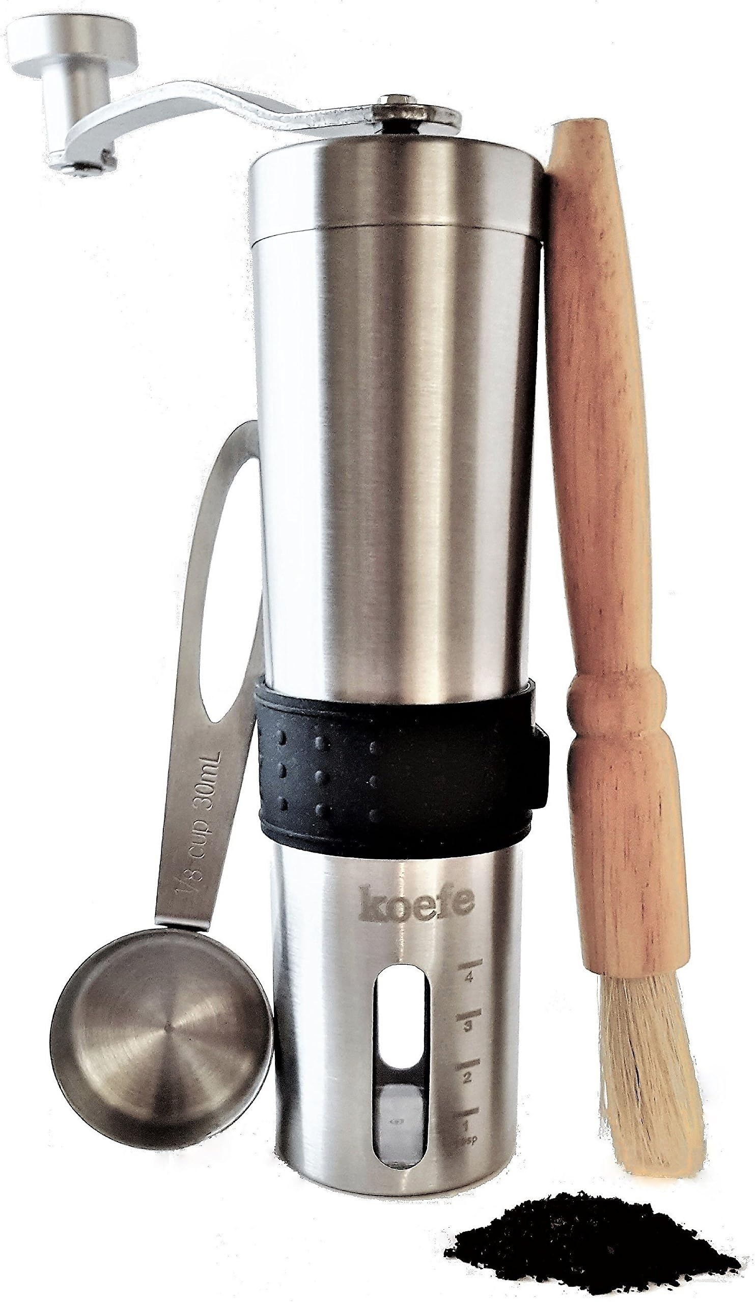 Manual Coffee and Pepper Grinder Complete Bundle Set | Conical Burr Mill for Precision Grinding | Brushed Stainless Steel
