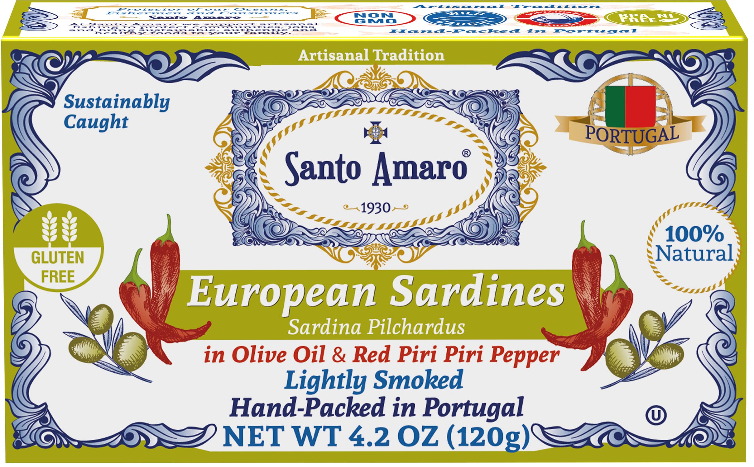 Buy Santo AmaroAuthentic European Sardines in Olive Oil & Red Piri Piri