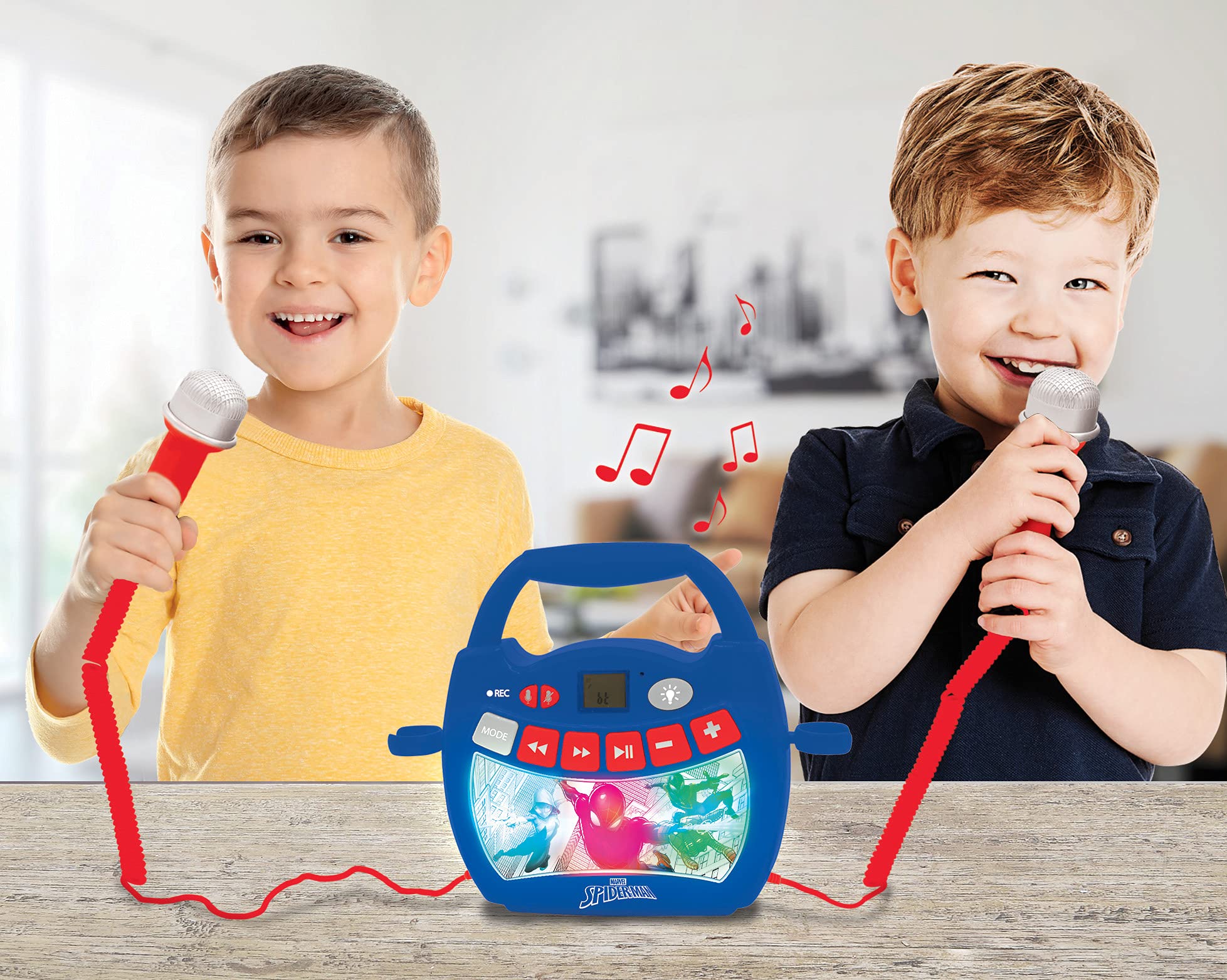 LEXIBOOK, Spider-Man, Portable karaoke digital player for kids Microphones, Light effects, Bluetooth® - Image 4