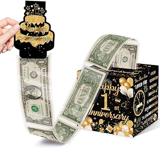 1th Anniversary Money Box for Cash Gift Pull,Money Pull Box for Cash Gift,Anniversary Surprise Money Pull Box,Couple Gifts and Money Holder Gift Ideas,Romantic Gifts for Husband Wife