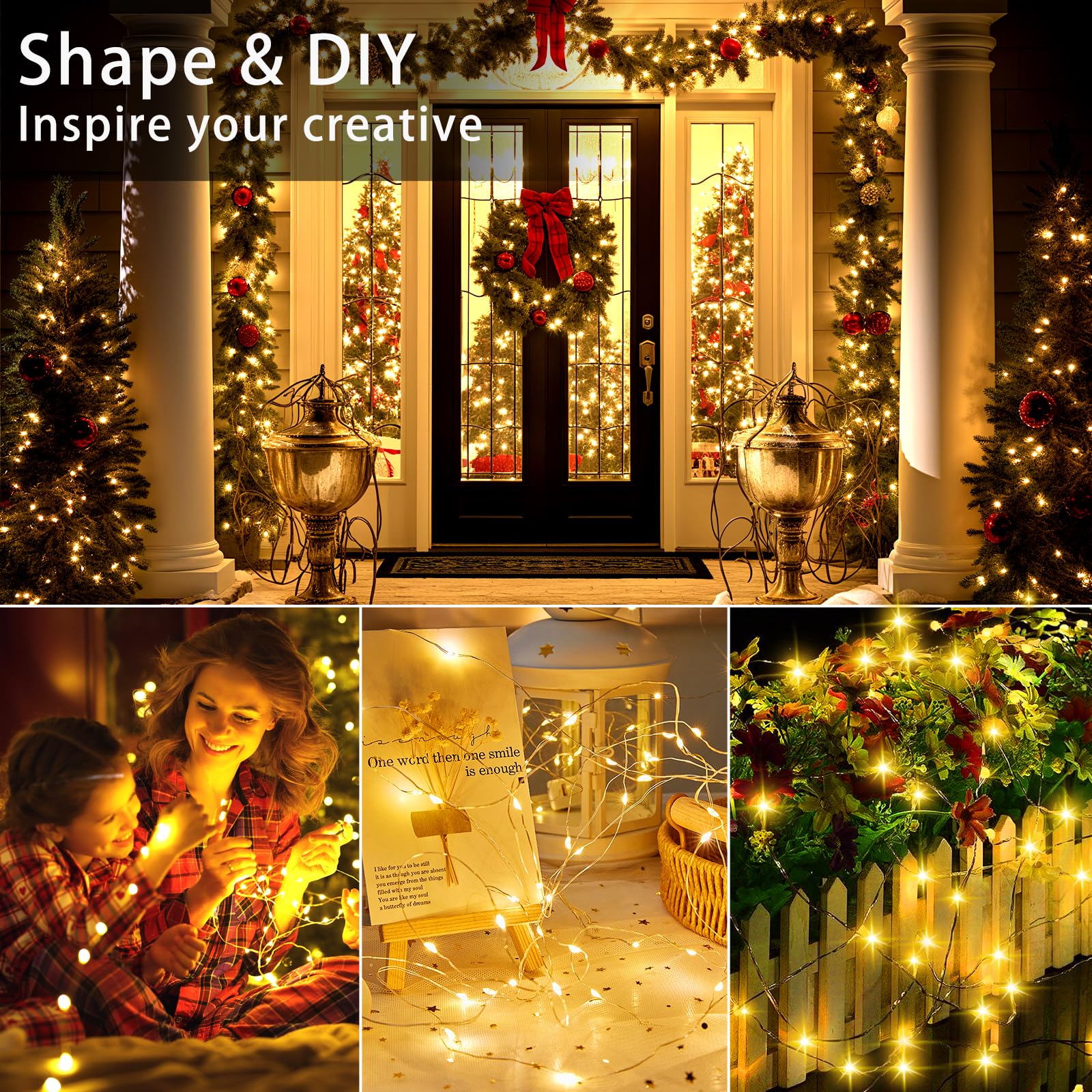 32 luces LED de 3 m, 30 luces LED, funciona con pilas, impermeable, alambre de cobre, mini luces de luciérnaga y luna estrellada para tarros, regalos de bricolaje, boda, fiesta, dormitorio, patio,
