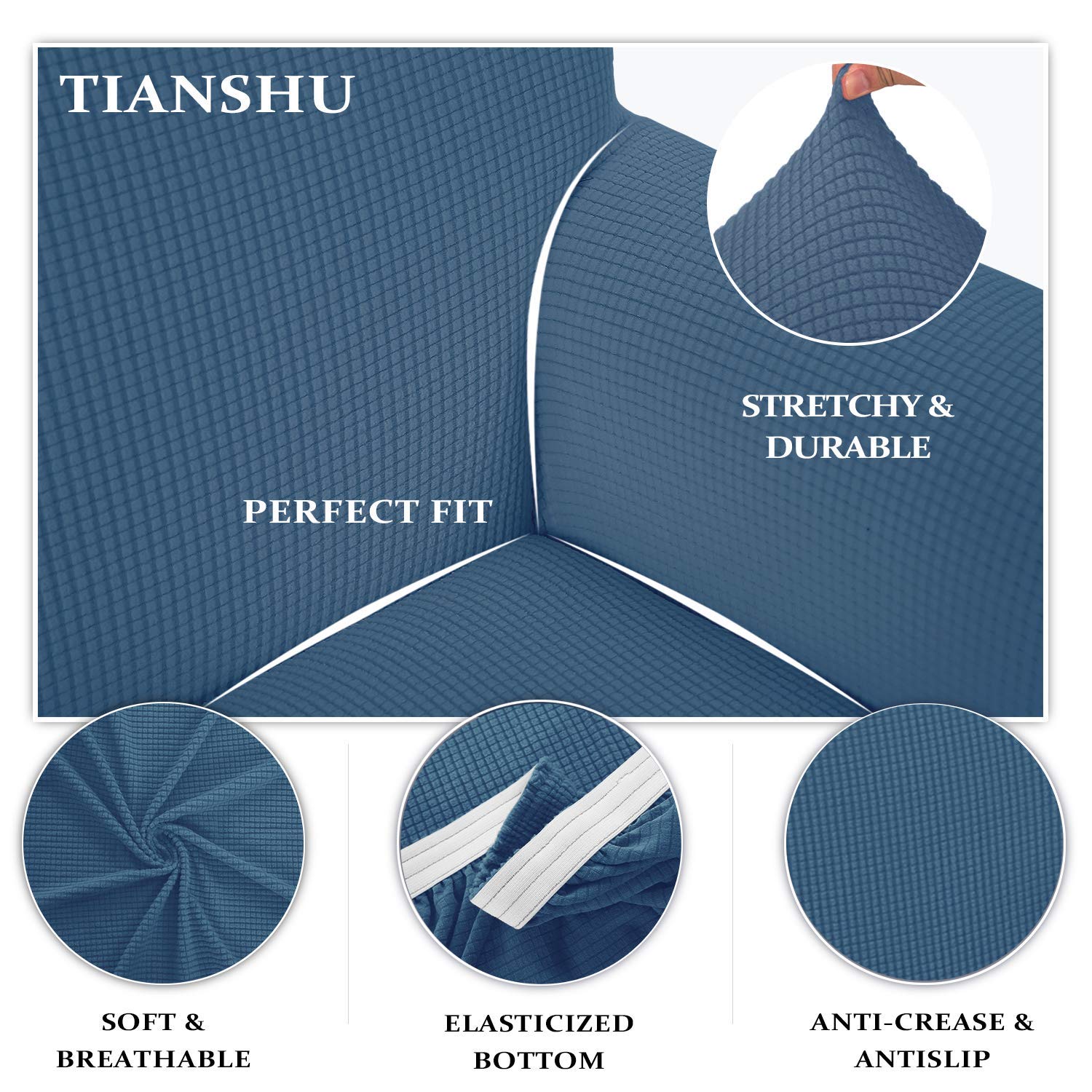 TIANSHU 1 Posti Fodera per Poltrona Reclinabile, Fodera per Poltrona Reclinabile Jacquard, Fodera per Divano Reclinabile Elasticizzata (Poltrona Reclinabile, Denim Blue)