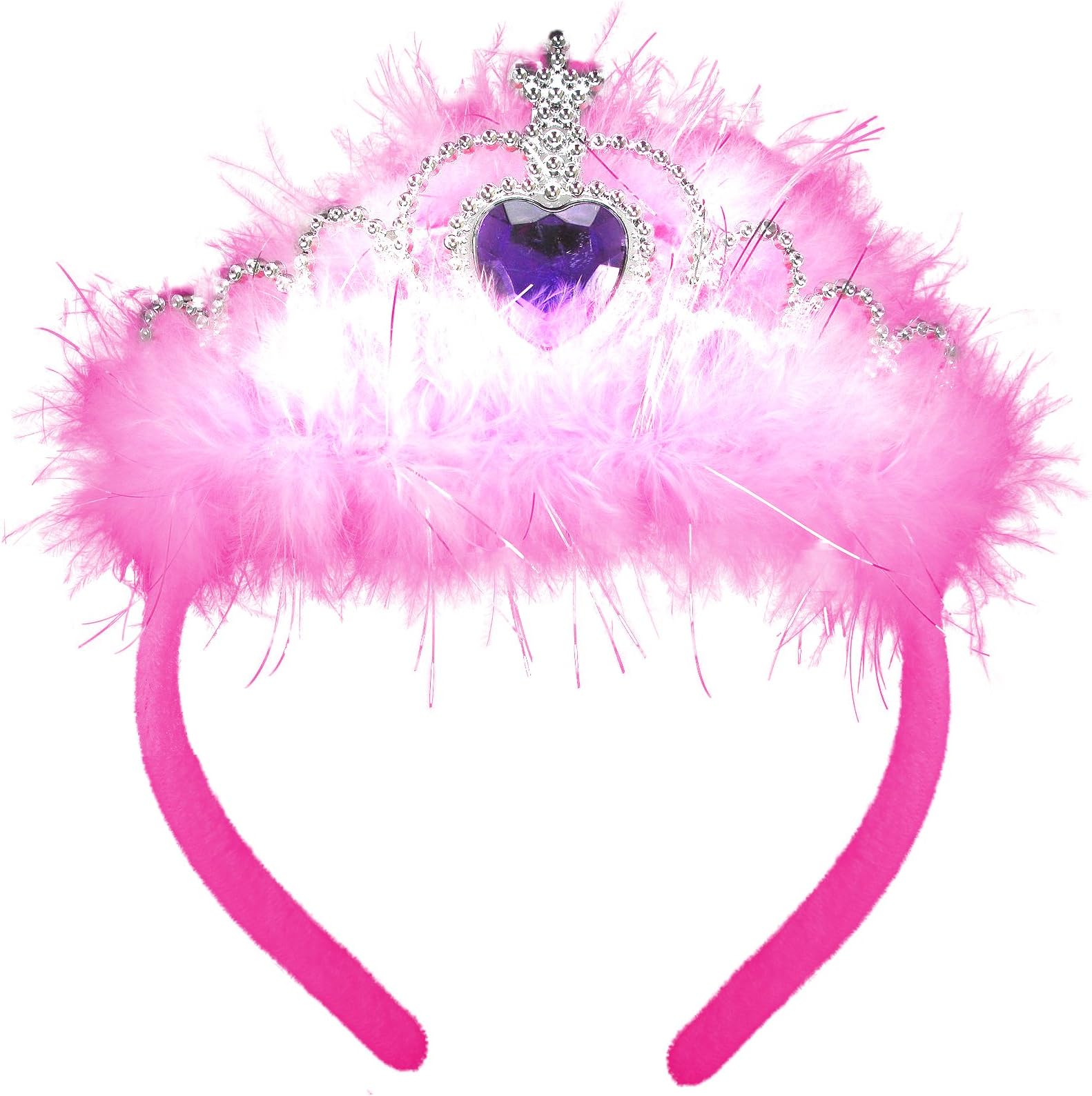 The Glow Company Light Up Flashing Pink Fluffy Tiara (1 Pack)