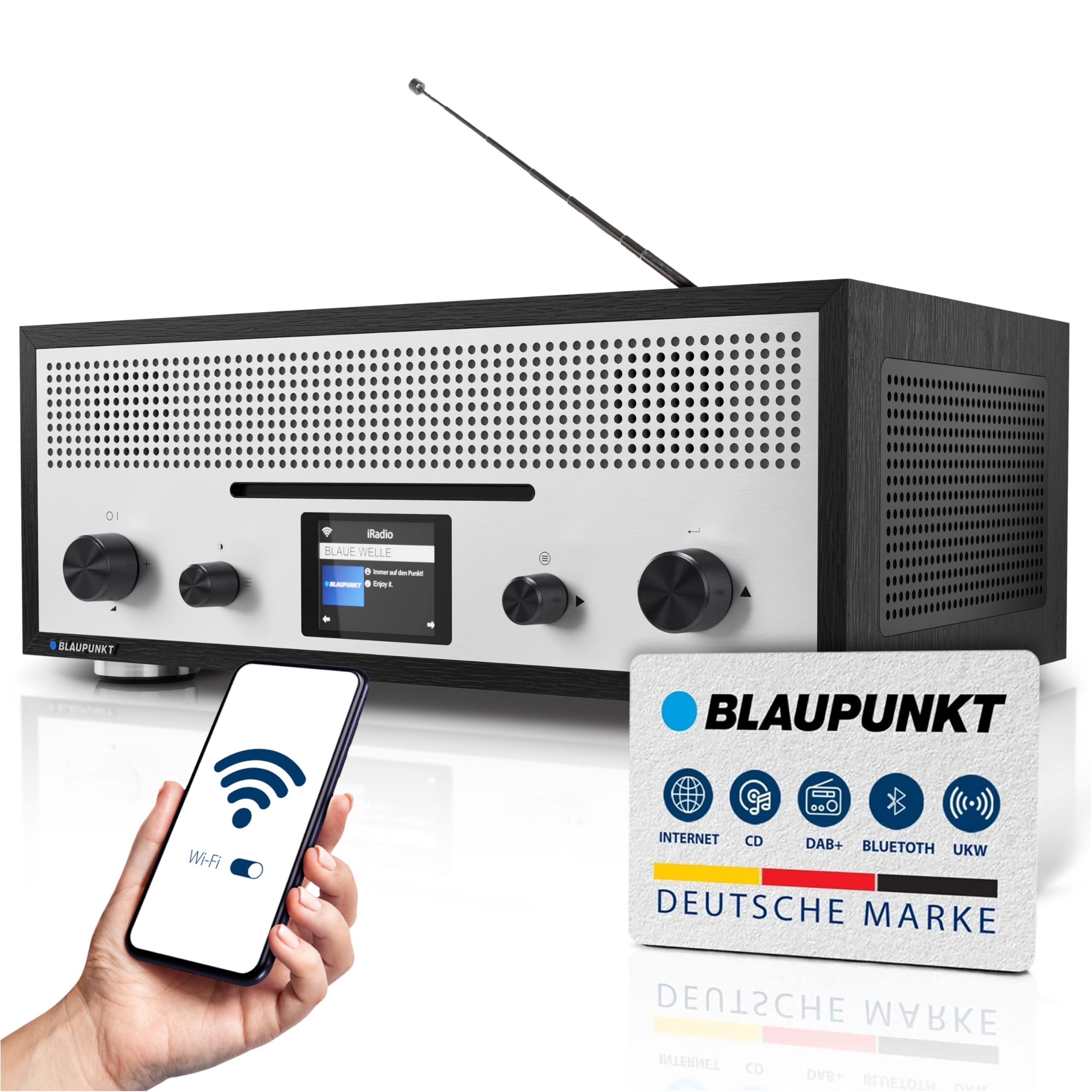 Blaupunkt Milano RXD 1900 schwarz, Internetradio mit CD Player, DAB+ Radio, Bluetooth Stereoanlage, WLAN Internetradio, UKW, Farbdisplay, Küchenradio im Retro Design