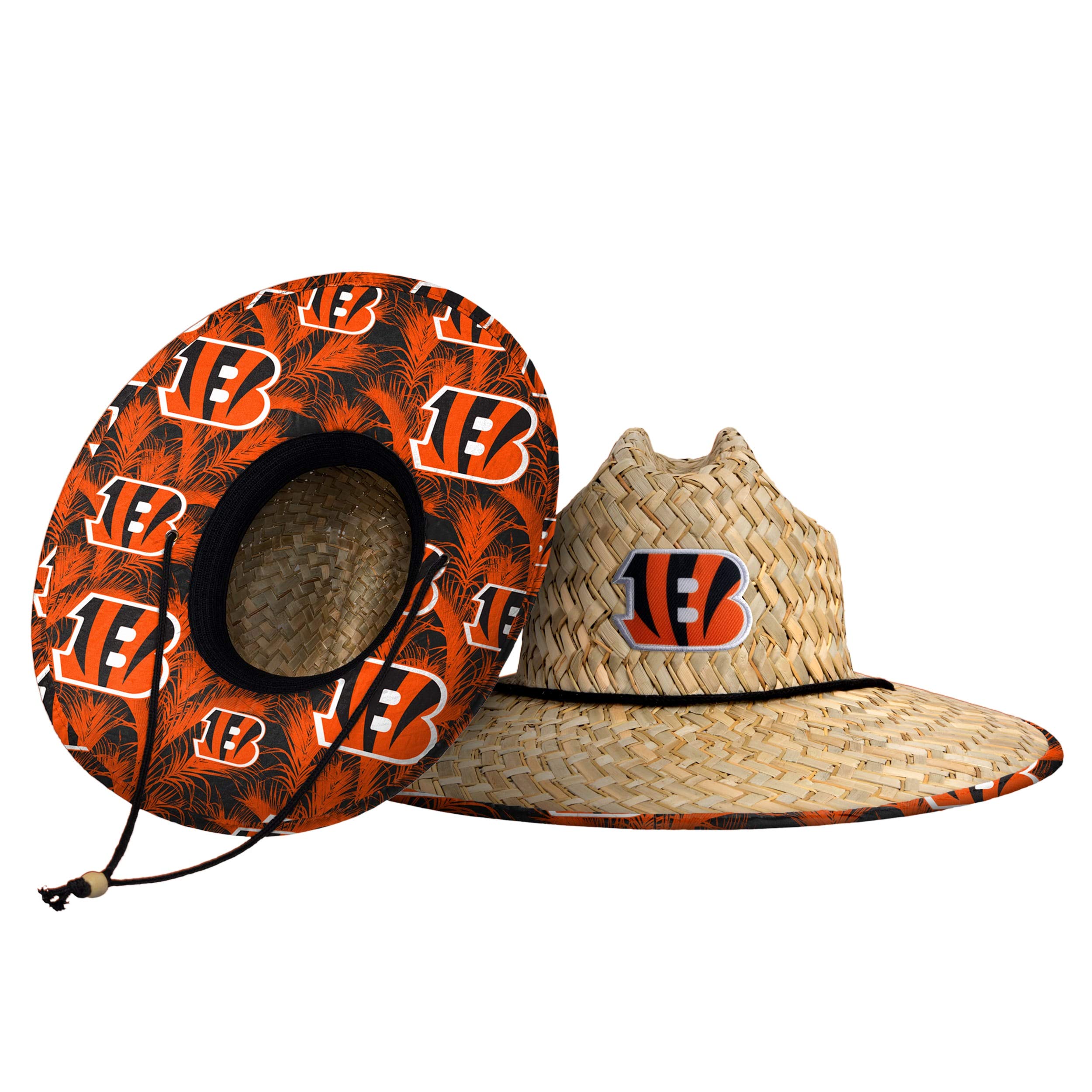 FOCO Mens NFL Team Logo Floral Sun Straw Hat, Team Logo, One Size US