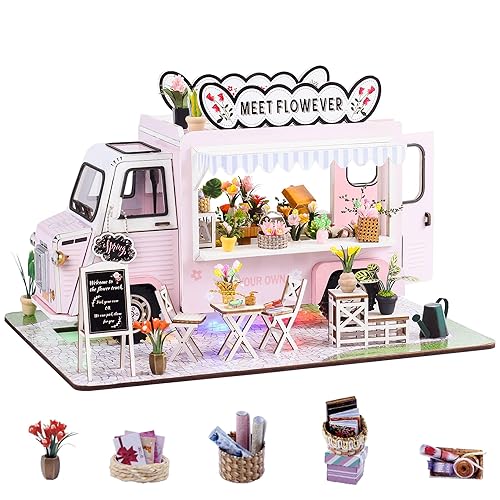 Flever DIY Miniature House Kit, Tiny Home Kit with LED