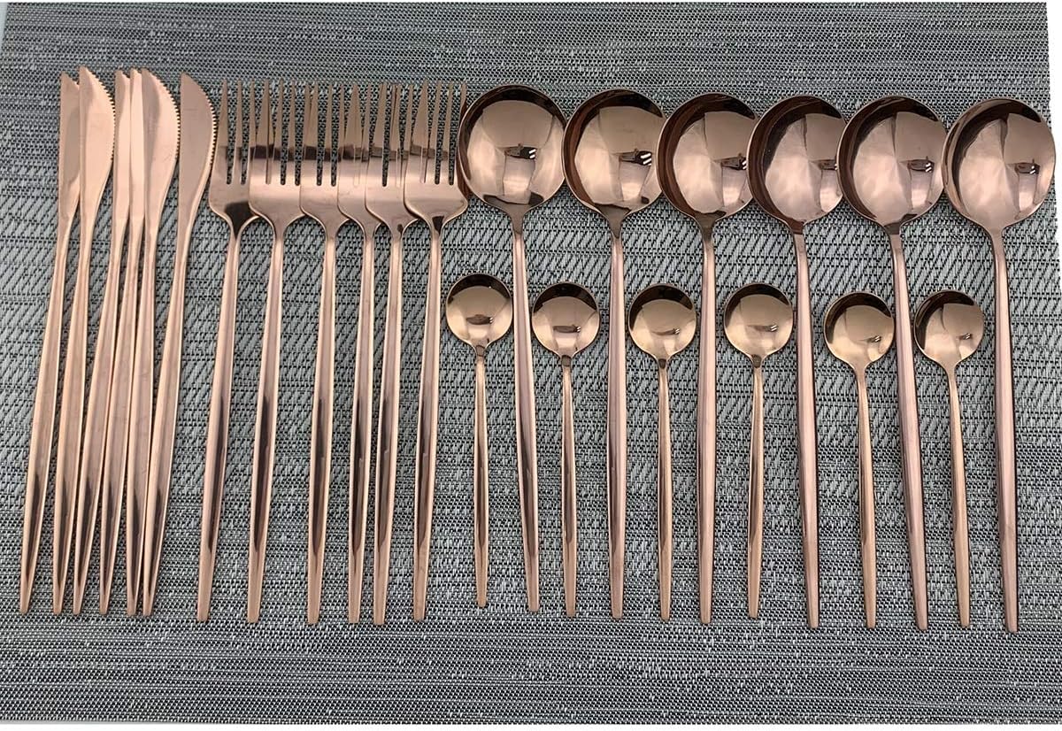 Set di Posate da 40 Pezzi in Acciaio Inossidabile 18/10 per 10 Persone, con Finitura A Specchio, Composto da Forchette, Cucchiai E Coltelli. Utensili Riutilizzabili per Riunioni di Famiglia, Uso