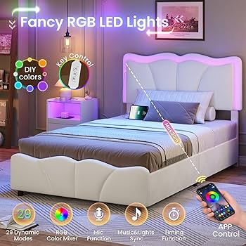 ベッドフレーム bed frame with mattress VECELO Bed Frame White Metal Frame Queen Size Platform Bed